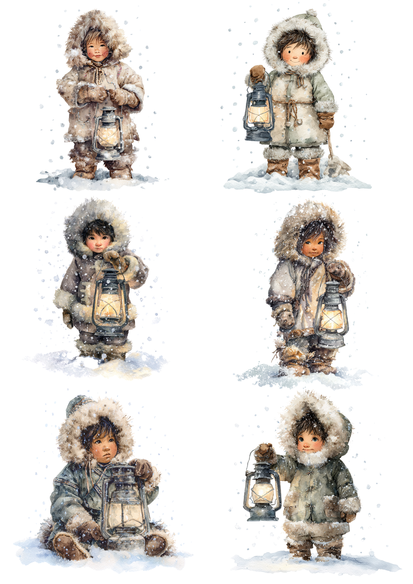 Sticker Sheet / Greeting Card – Eskimo Collage Cat. No. 5189