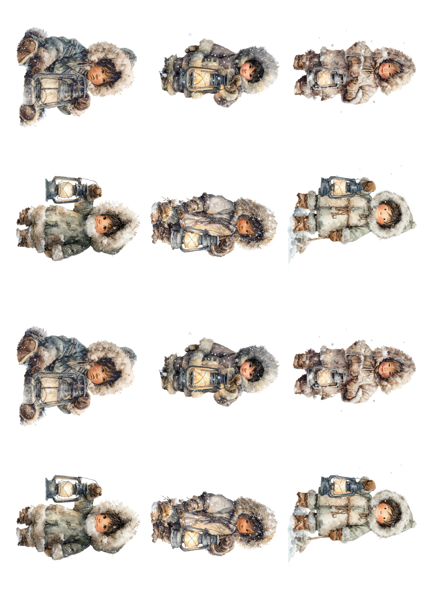 Sticker Sheet / Greeting Card – Eskimo Collage Cat. No. 5190