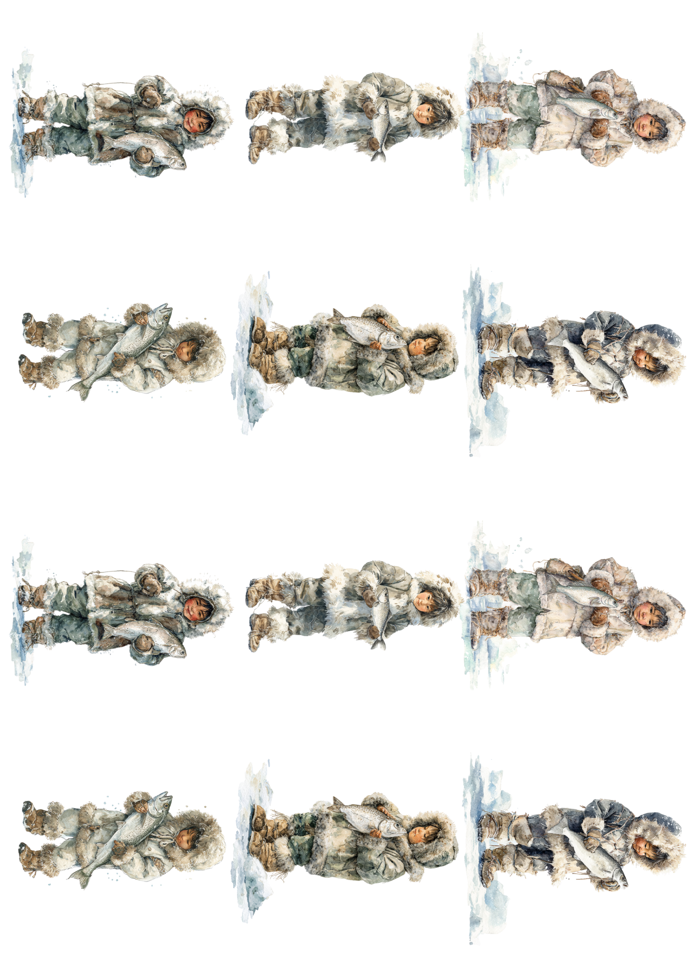 Sticker Sheet / Greeting Card – Eskimo Collage Cat. No. 5196