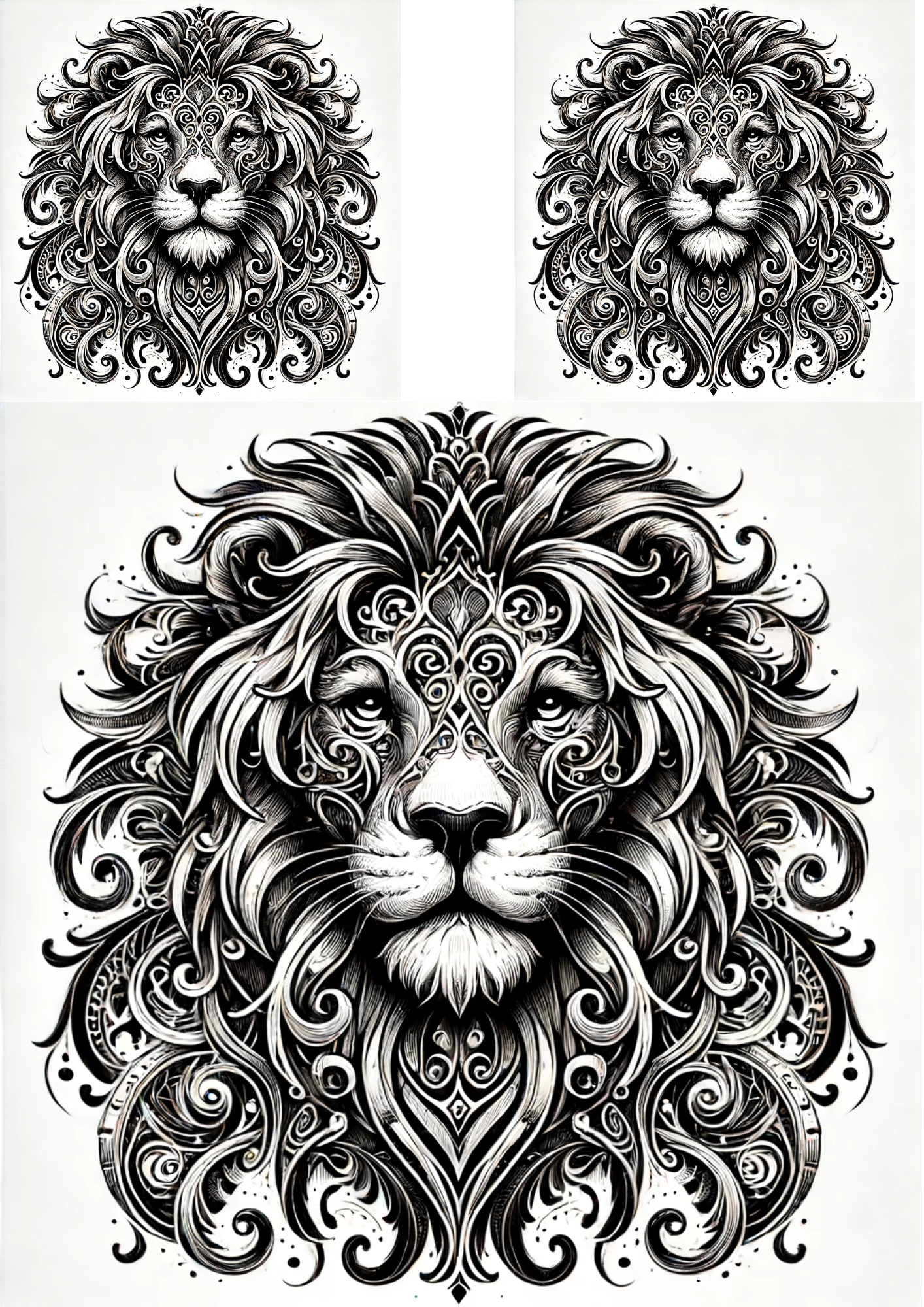 Sticker Sheet / Greeting Card – Lion Head in Gothic Style Collage Cat. No. 5202
