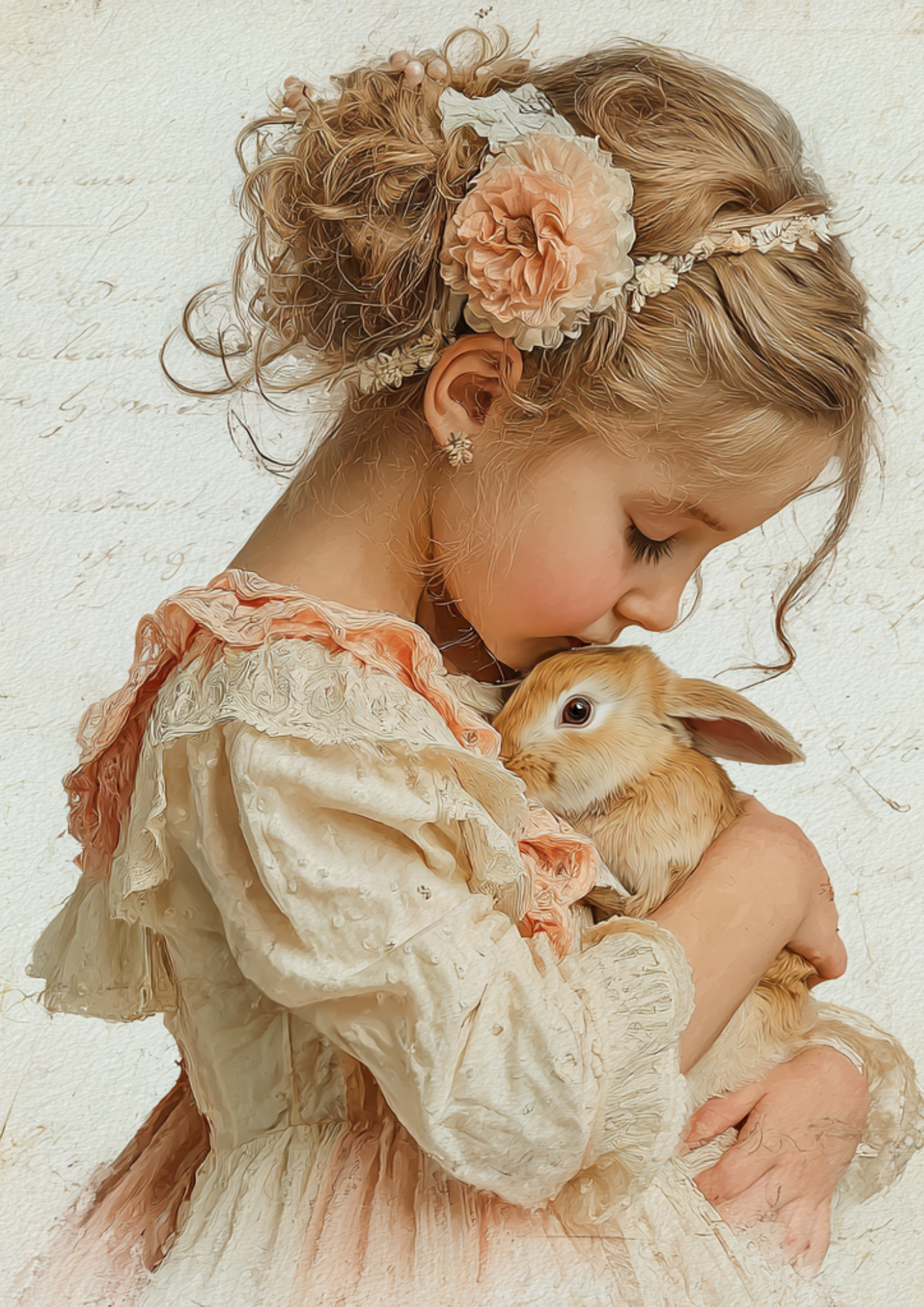 Sticker Sheet / Greeting Card – Girl With Bunny Full Cat. No. 5246
