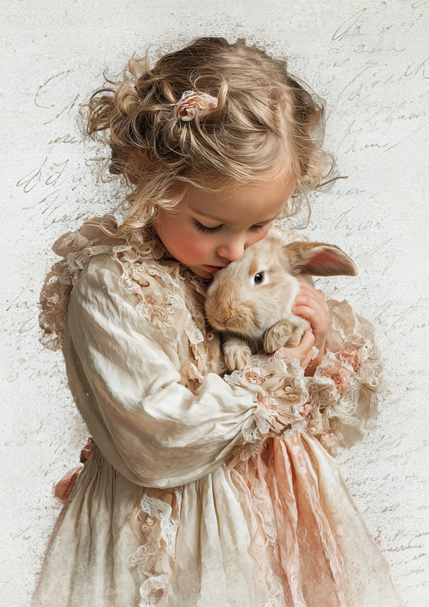 Sticker Sheet / Greeting Card – Girl With Bunny Full Cat. No. 5248