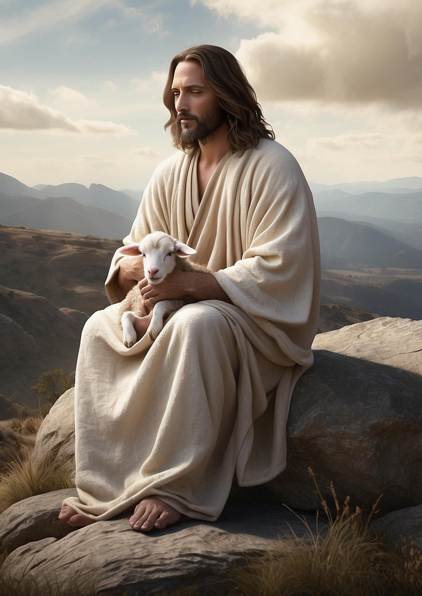 Sticker Sheet / Greeting Card – Jesus With Lamb Full Cat. No. 5263