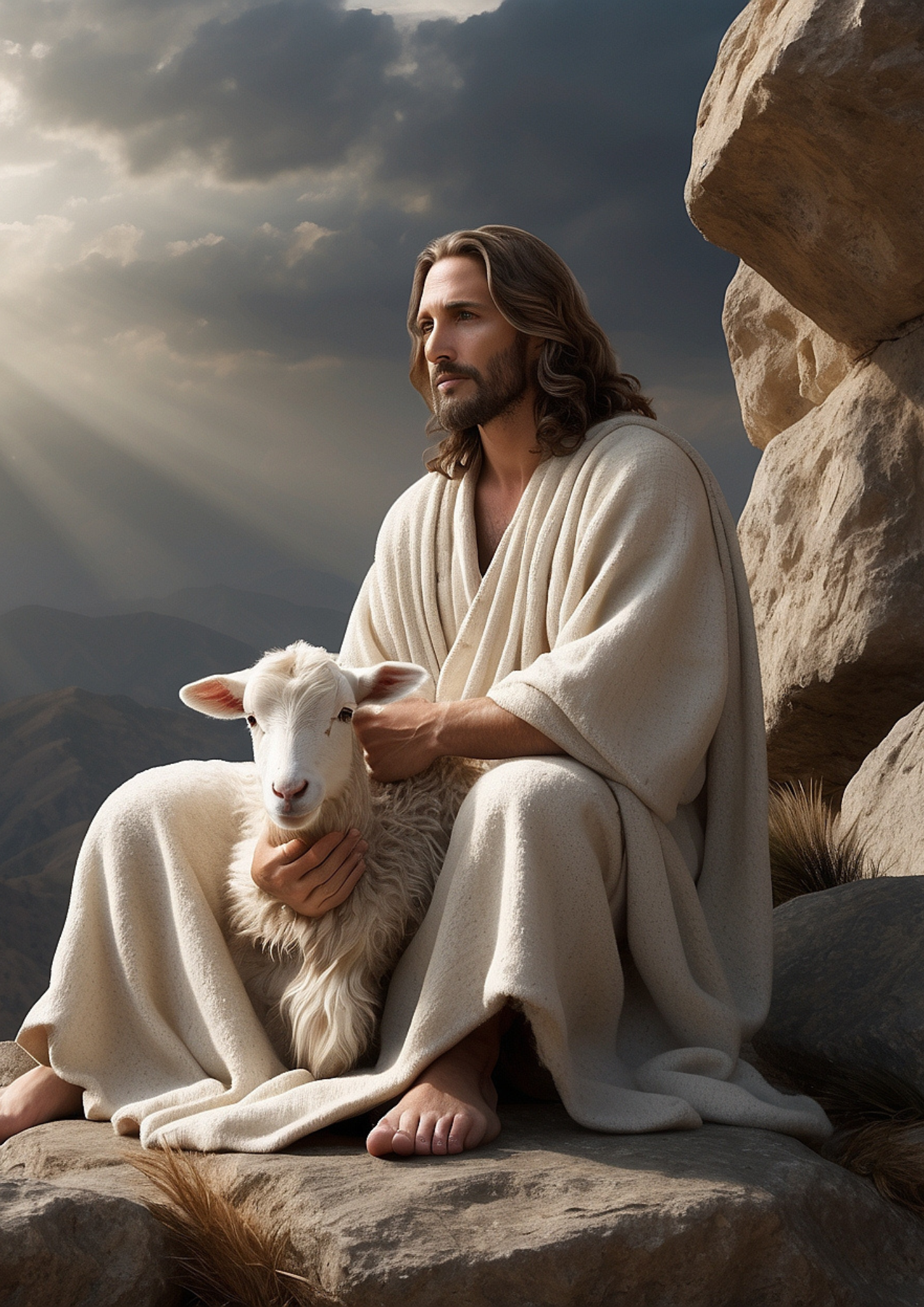 Sticker Sheet / Greeting Card – Jesus With Lamb Full Cat. No. 5264