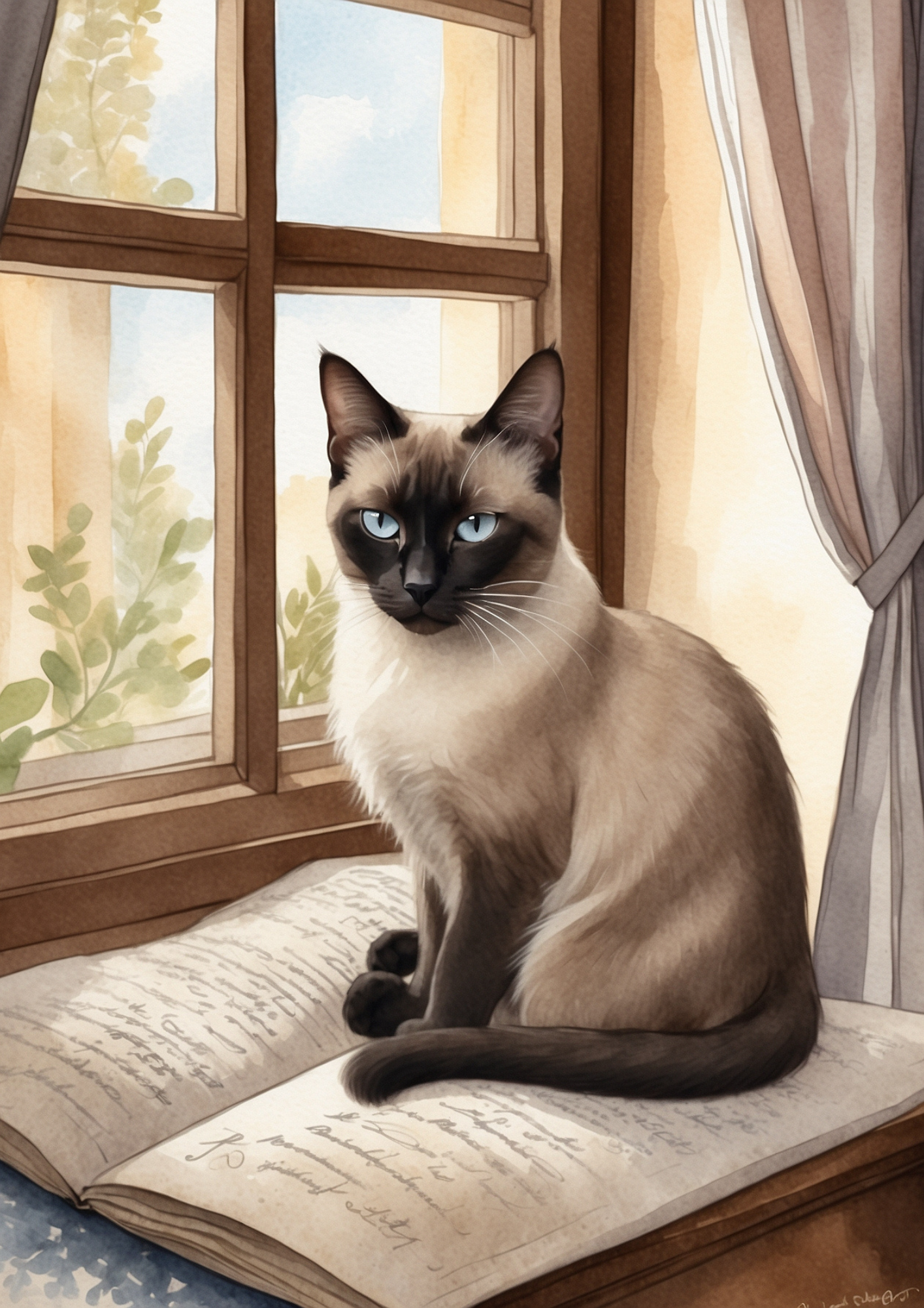 Sticker Sheet / Greeting Card – Cat On The Window Background For Journaling Full Cat. No. 5290