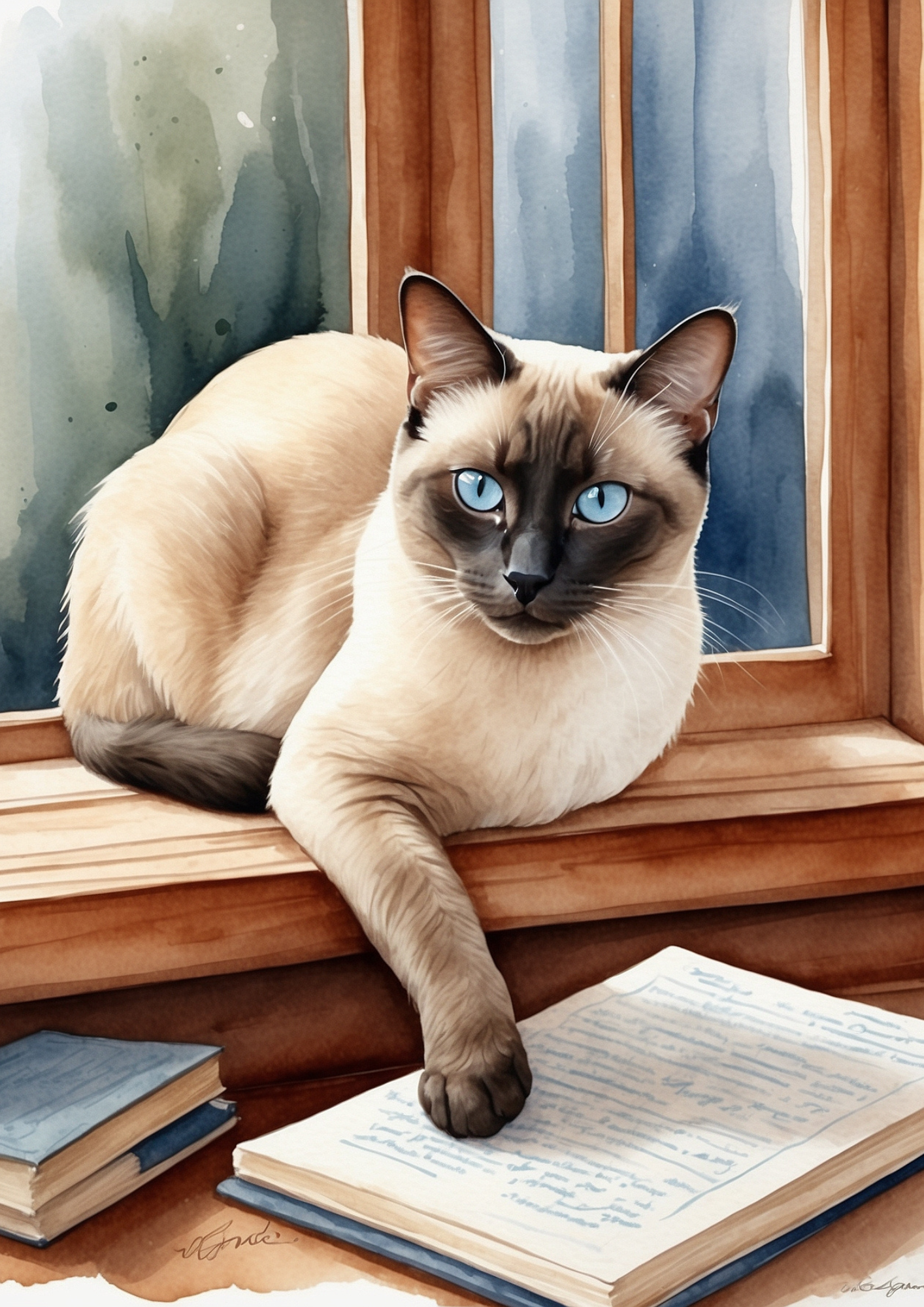 Sticker Sheet / Greeting Card – Cat On The Window Background For Journaling Full Cat. No. 5291