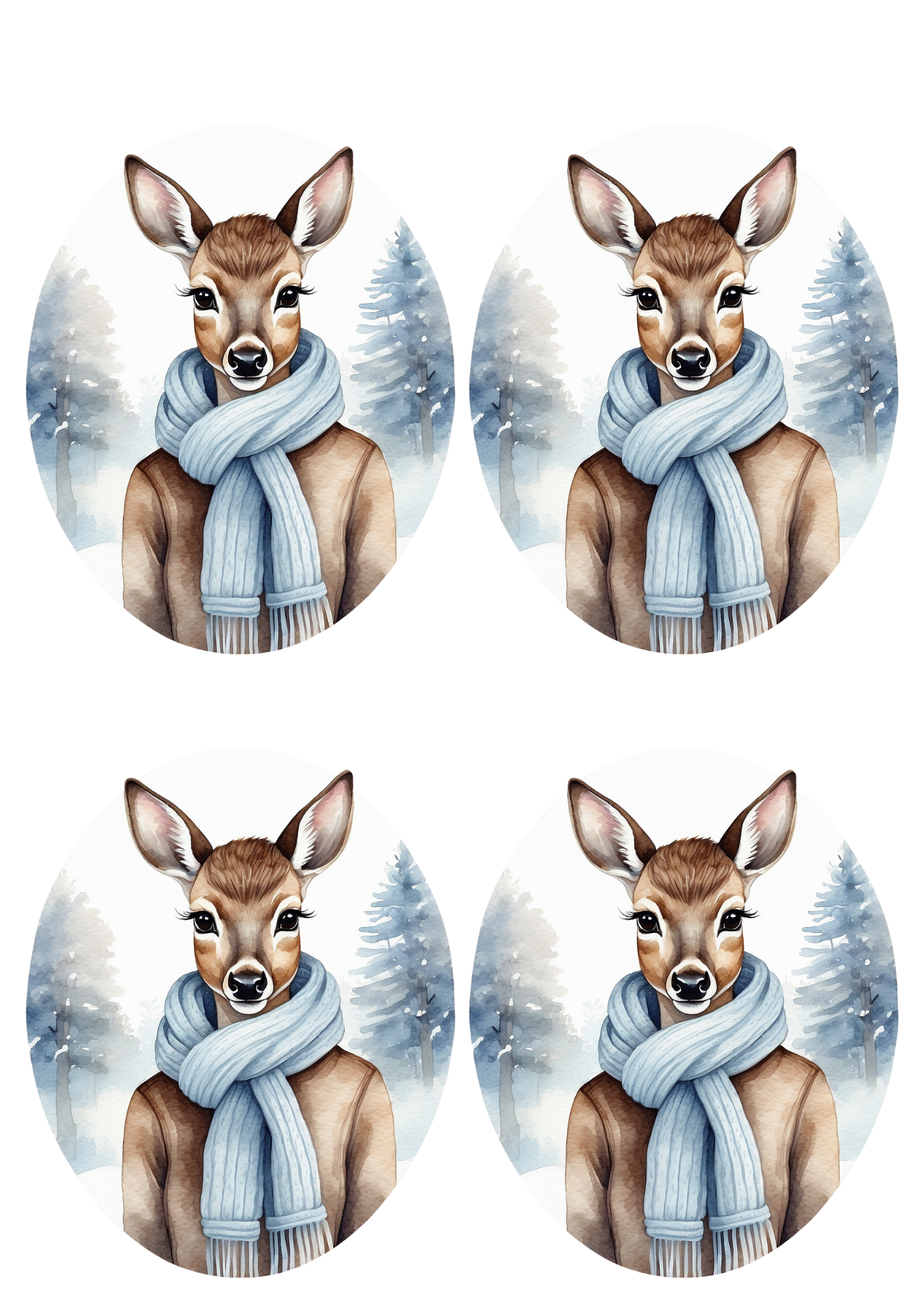 Sticker Sheet / Greeting Card – Kangaroo In Scarf Background For Journaling Full Cat. No. 5296