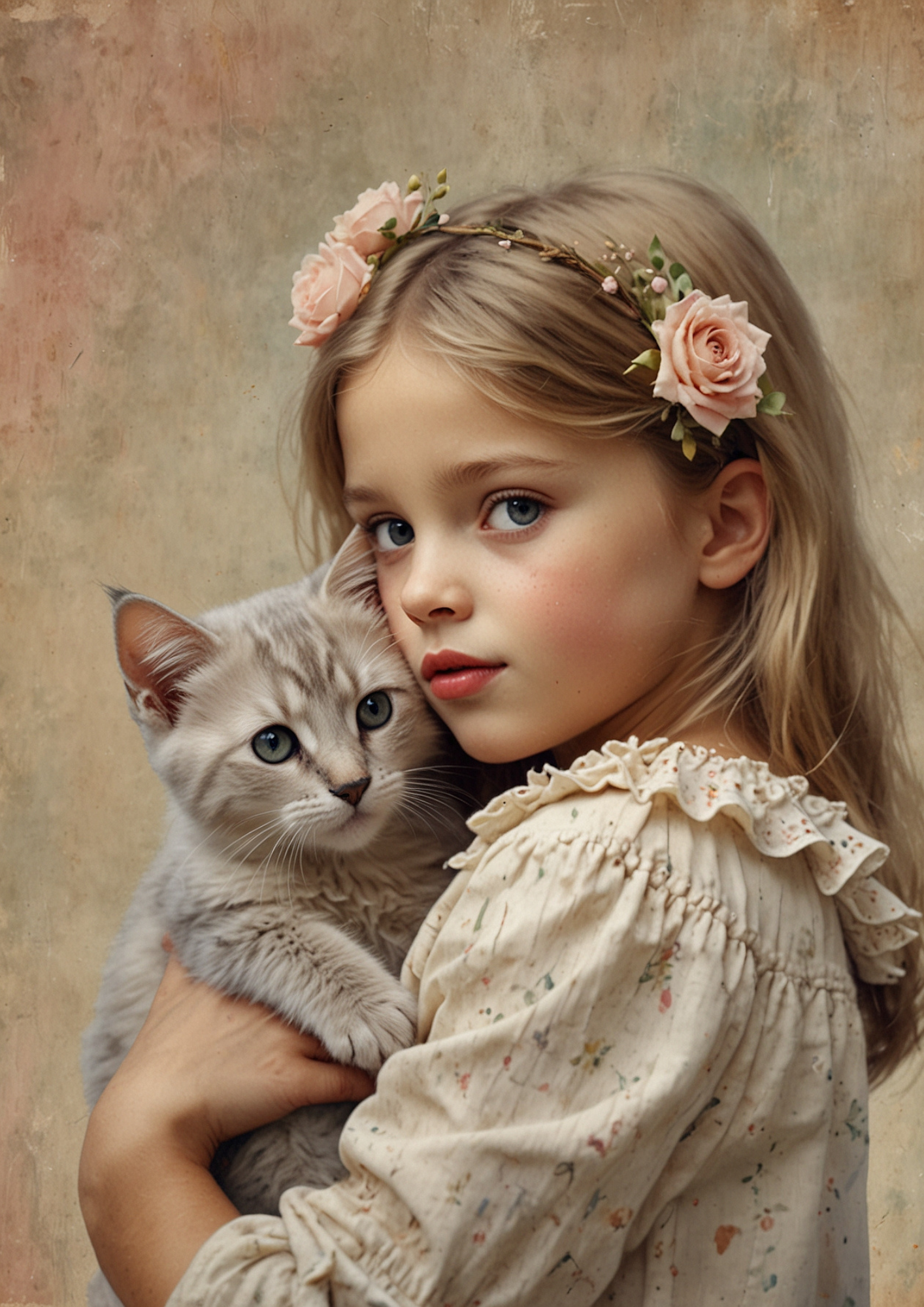 Sticker Sheet / Greeting Card – Girl With Dog Cat Journaling Full Cat. No. 5319