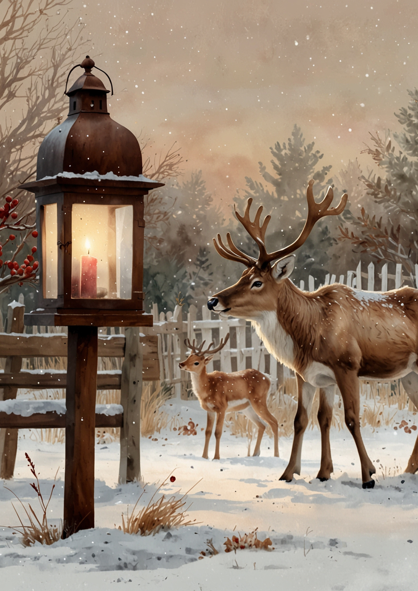 Sticker Sheet / Greeting Card – Reindeer Background For Journaling Full Cat. No. 5347