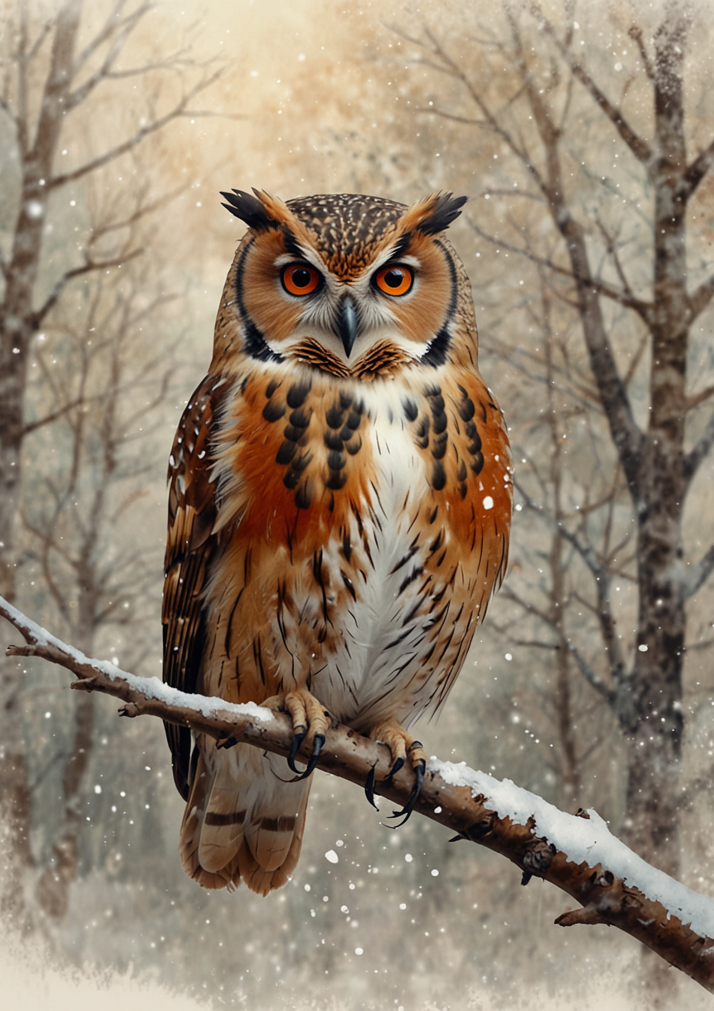 Sticker Sheet / Greeting Card – Eagle Owl Background For Journaling Full Cat. No. 5352