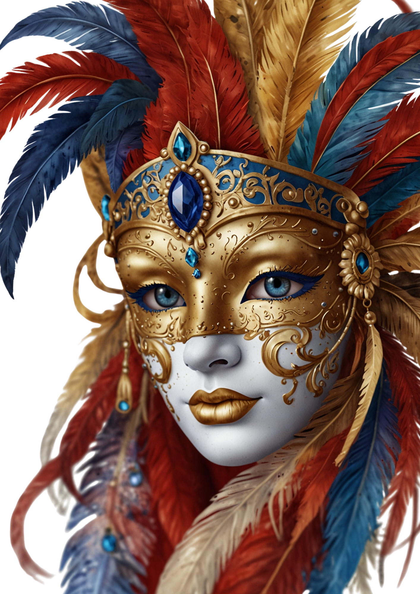Sticker Sheet / Greeting Card – Venetian Carnival Masks Background For Journaling Full Cat. No. 5354