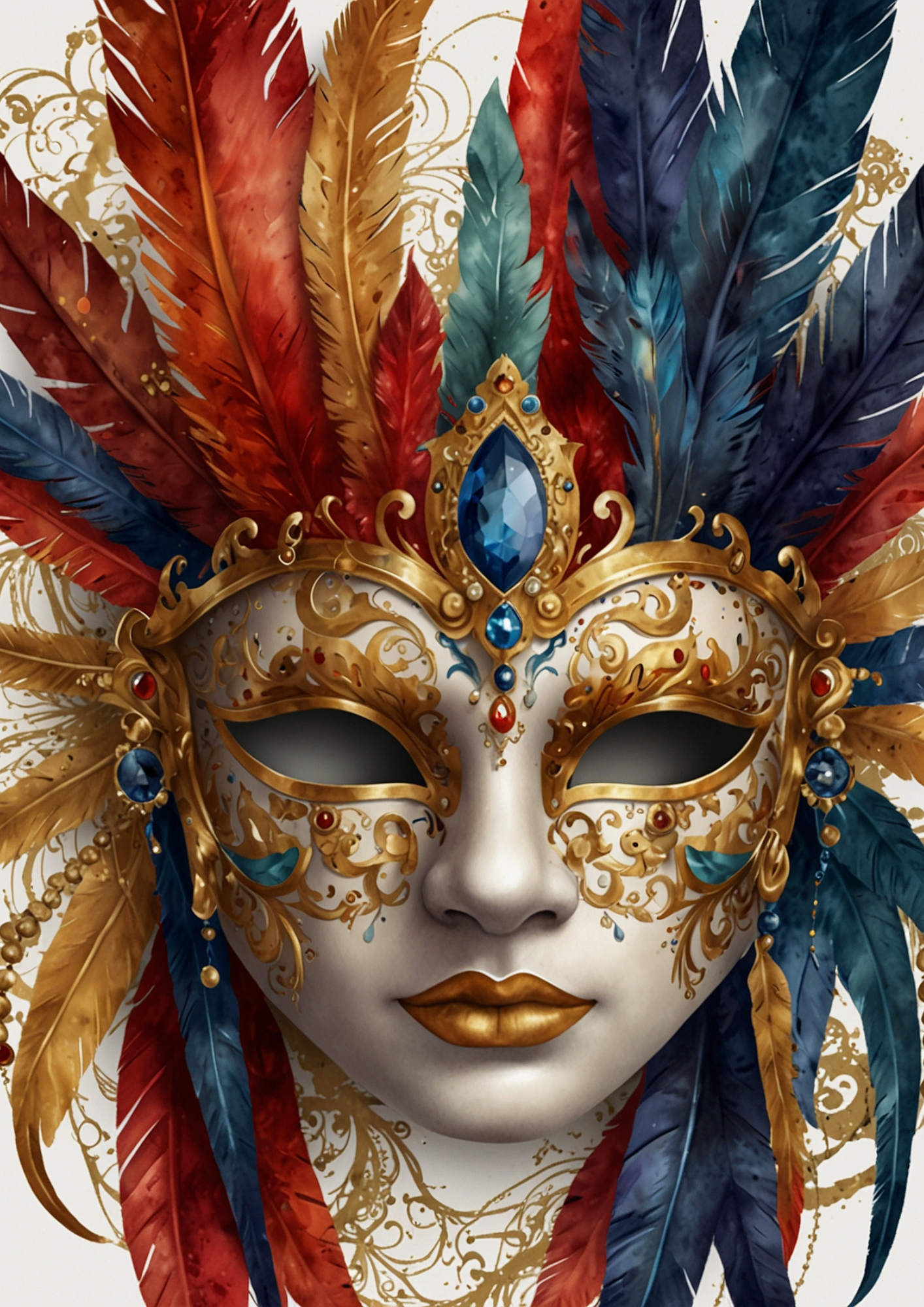 Sticker Sheet / Greeting Card – Venetian Carnival Masks Background For Journaling Full Cat. No. 5355