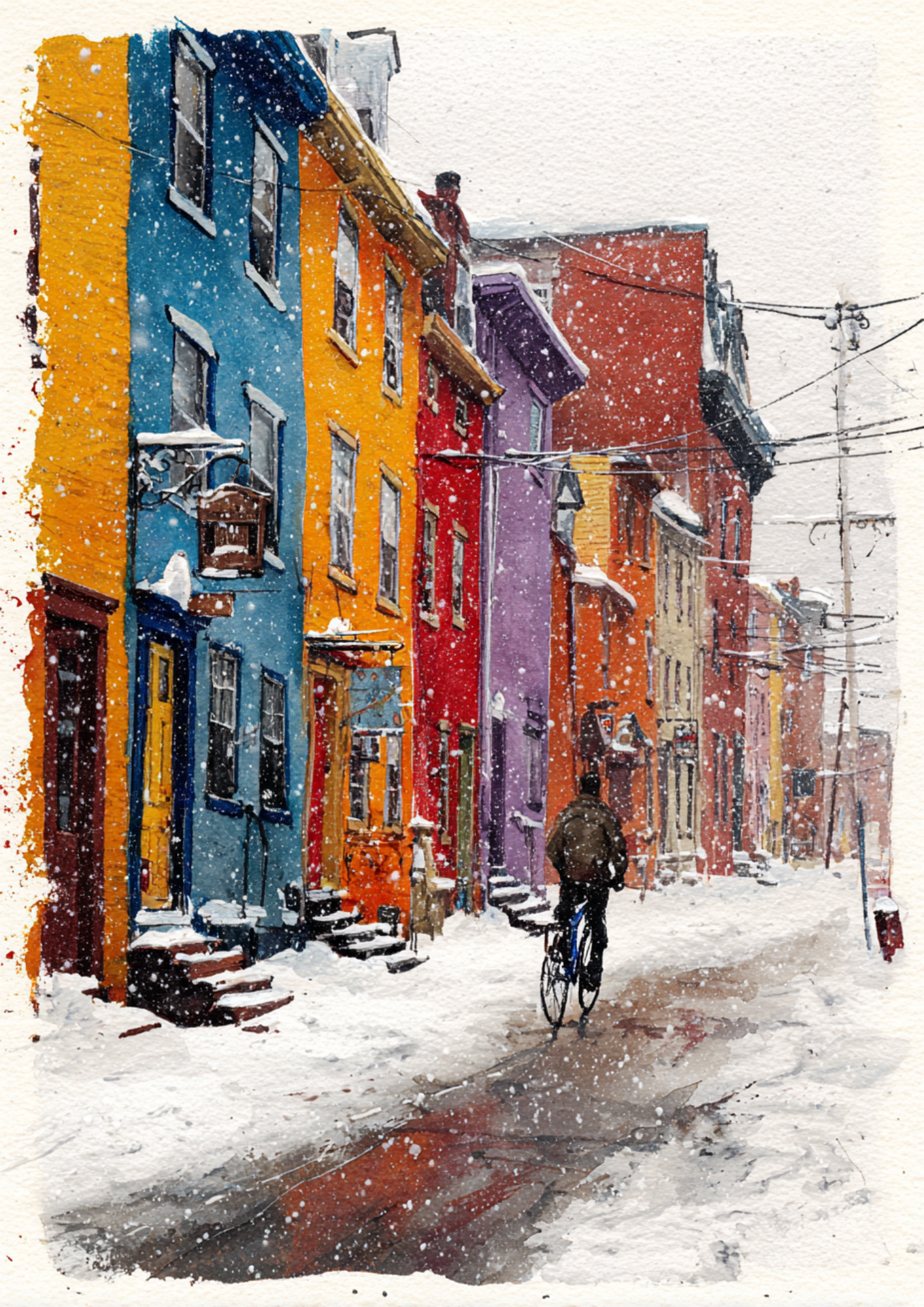 Sticker Sheet / Greeting Card – Snow-Covered Street Full Cat. No. 5407