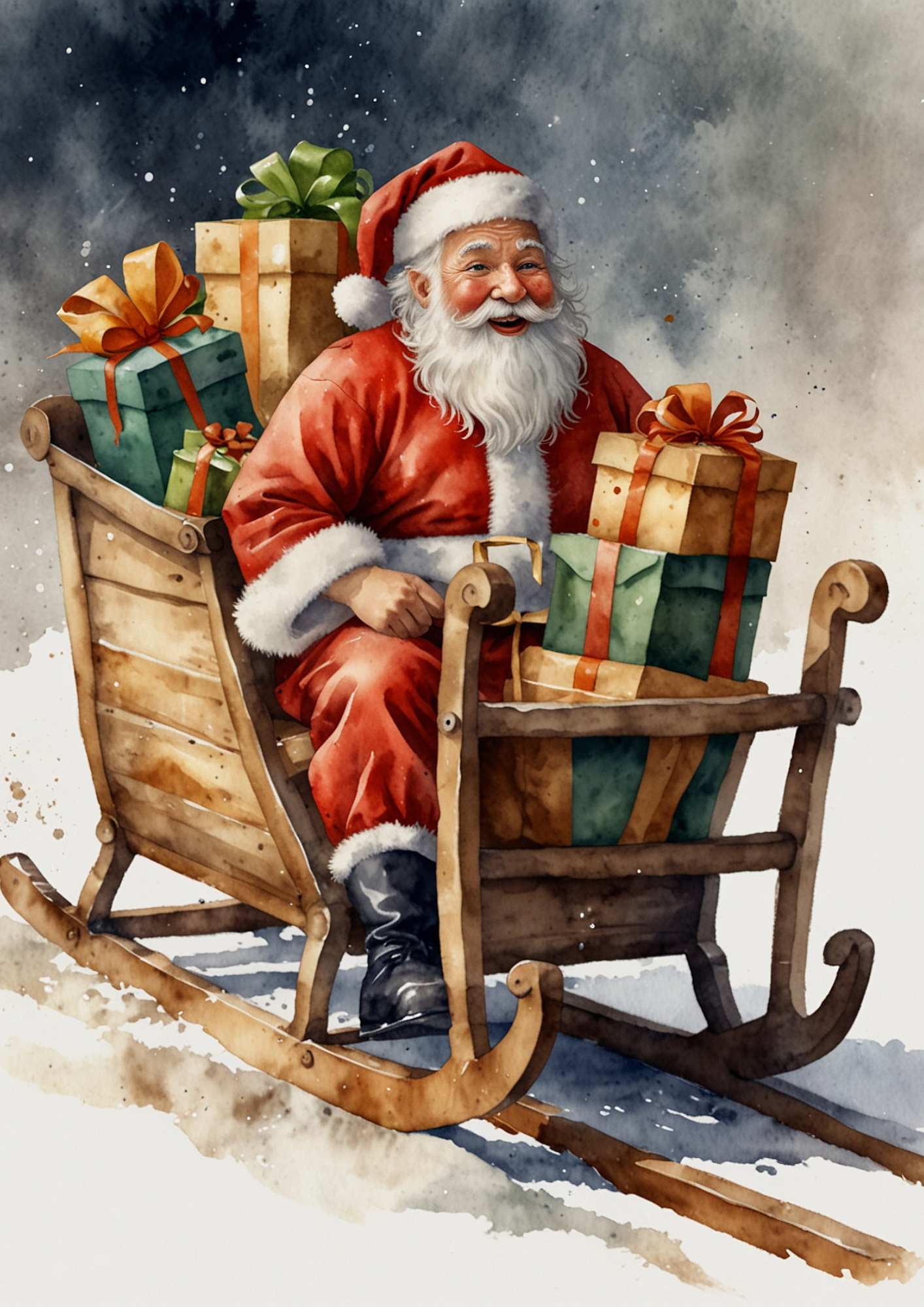 Sticker Sheet / Greeting Card – Santa Claus In Sleigh Full Cat. No. 5441