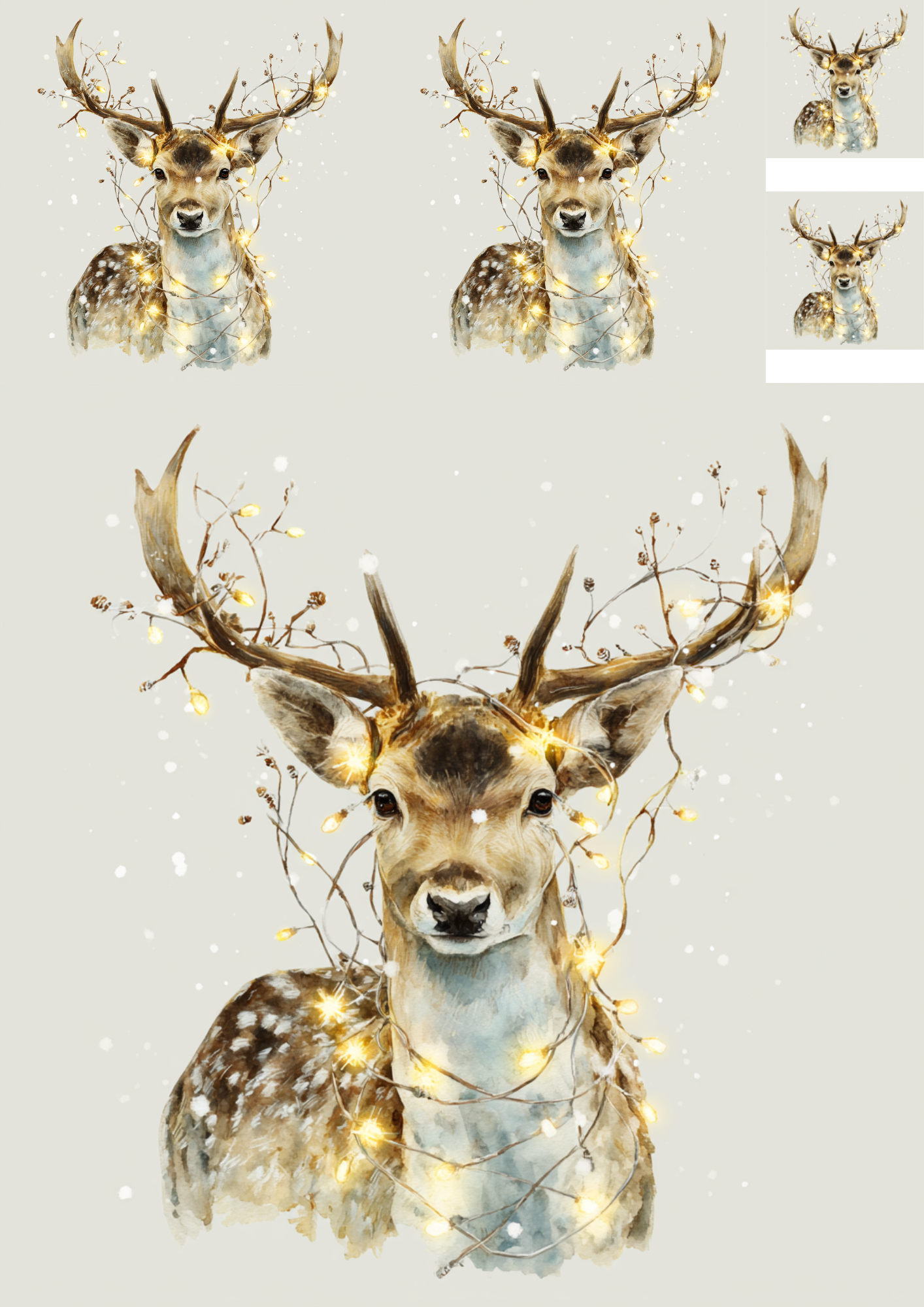 Sticker Sheet / Greeting Card – Deer and Christmas Lights Collage Cat. No. 5483