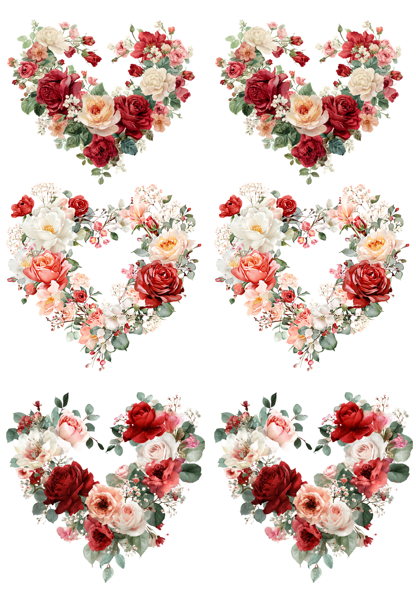 Sticker Sheet / Greeting Card – Heart With Flowers Collage Cat. No. 5512