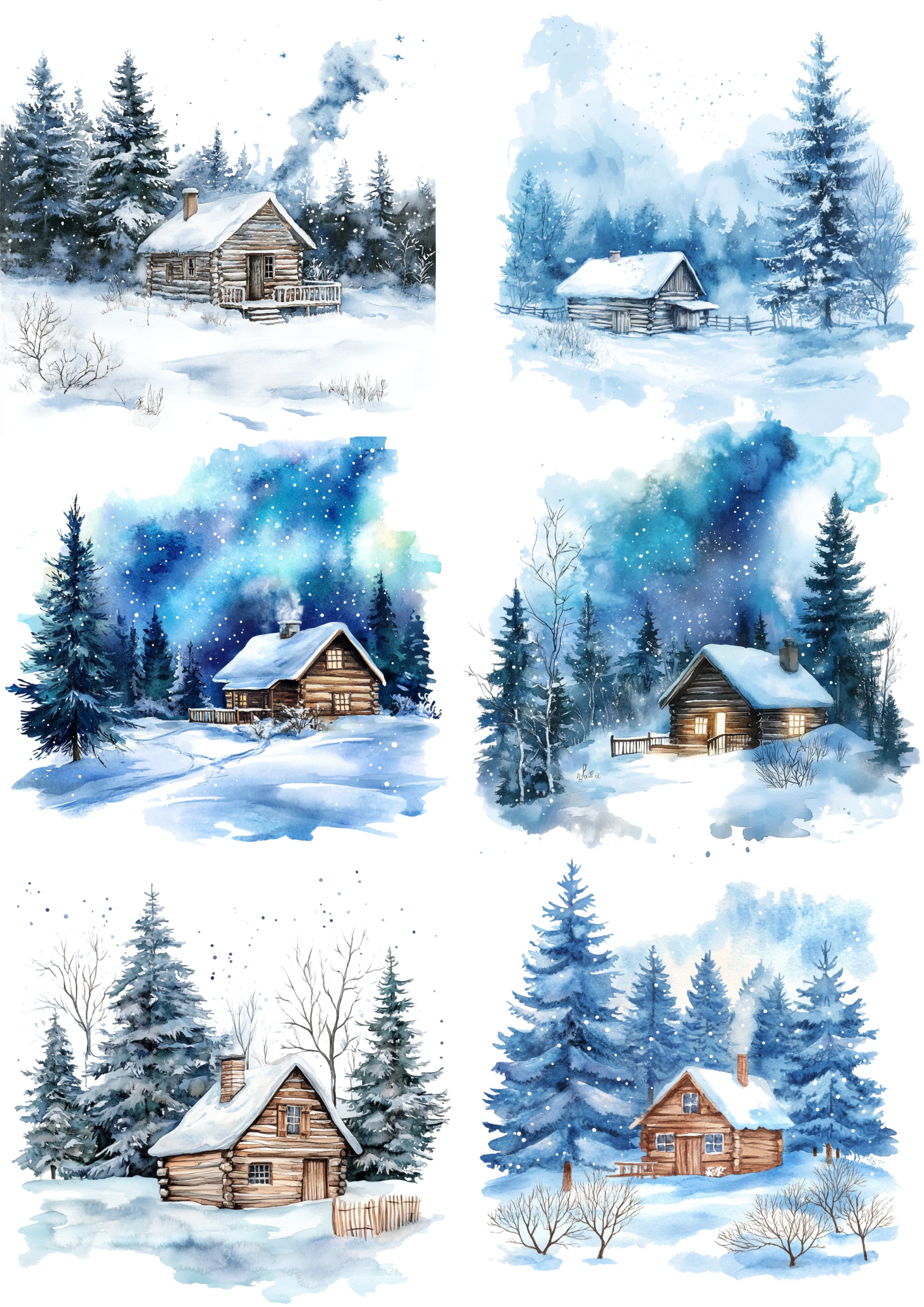 Sticker Sheet / Greeting Card – Winter Landscape Collage Cat. No. 5520