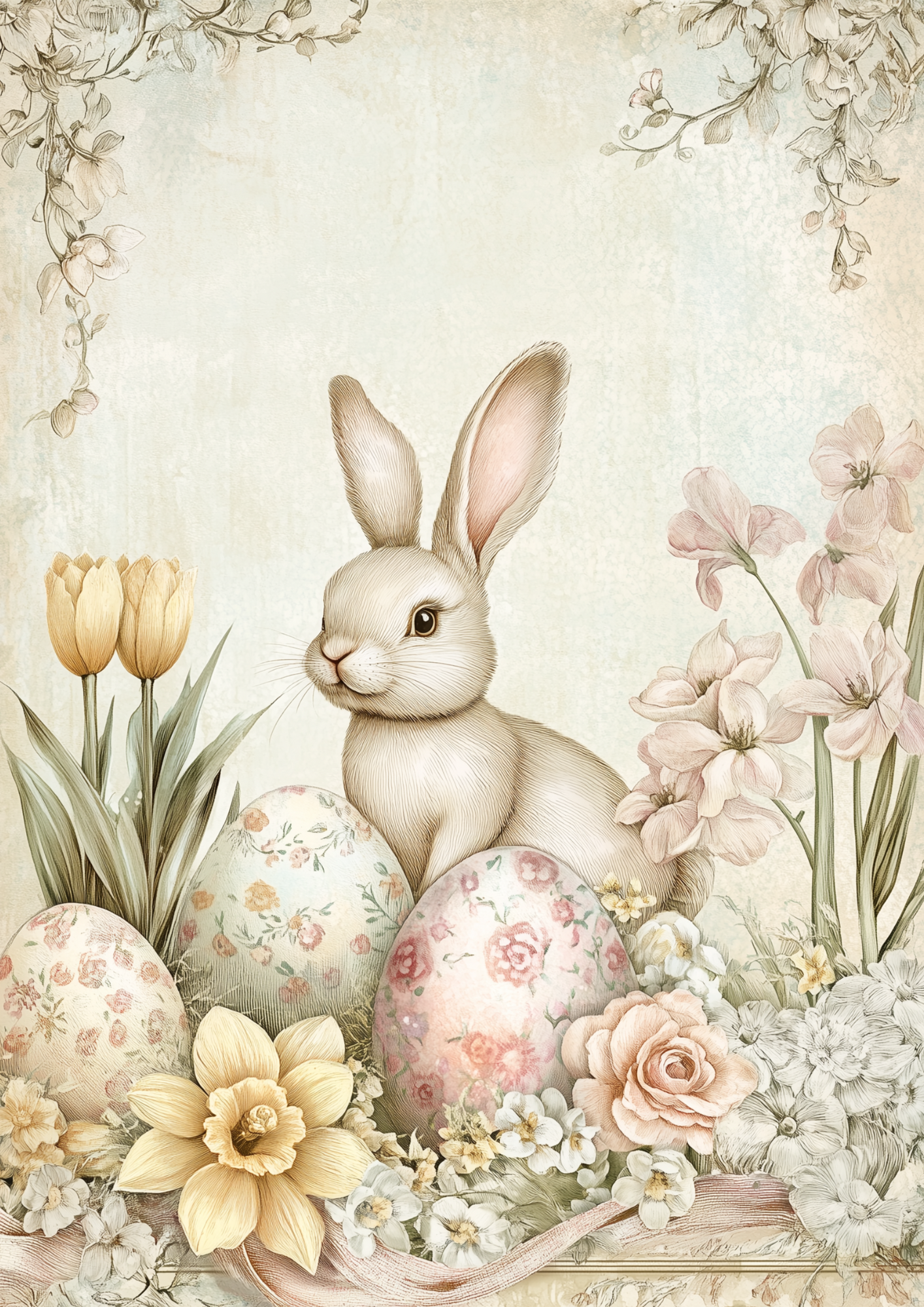 Sticker Sheet / Greeting Card – Easter Bunny and Eggs Full Cat. No. 5531