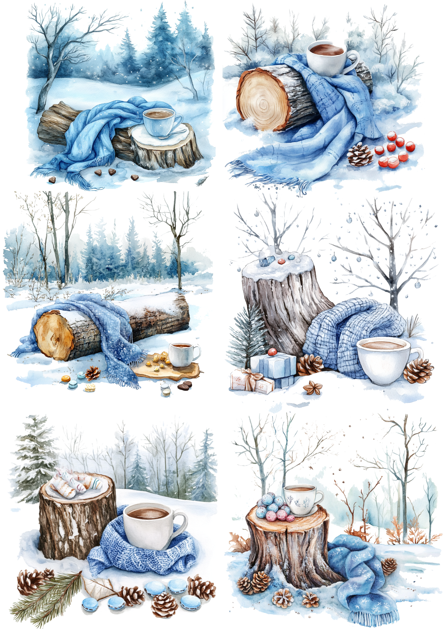 Sticker Sheet / Greeting Card – Cup on a Tree Stump Collage Cat. No. 5563