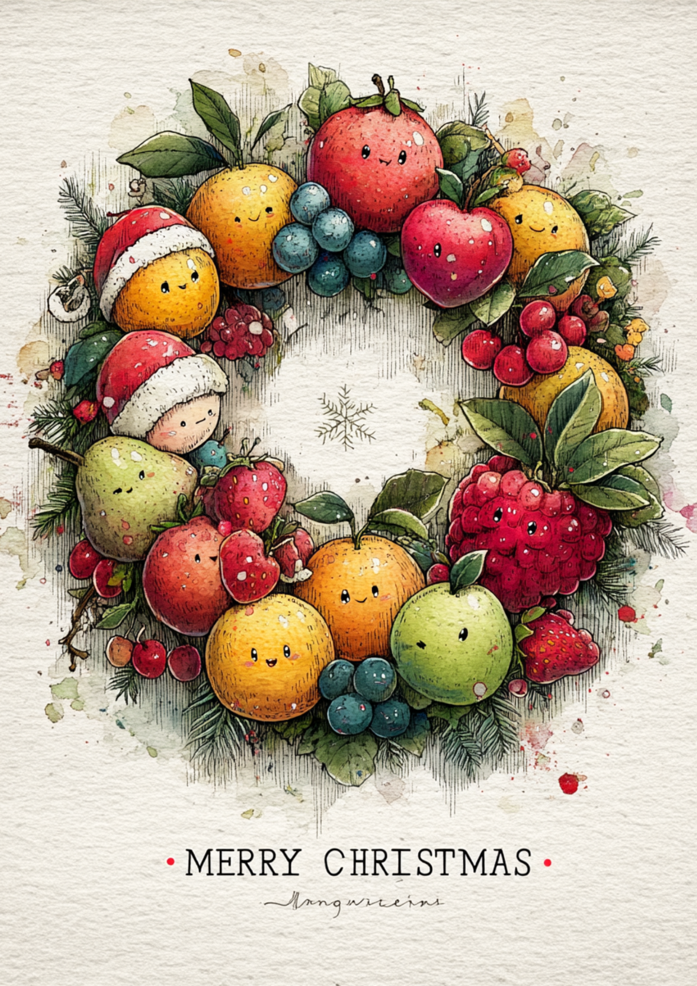 Sticker Sheet / Greeting Card – Christmas Fruit Full Cat. No. 5579