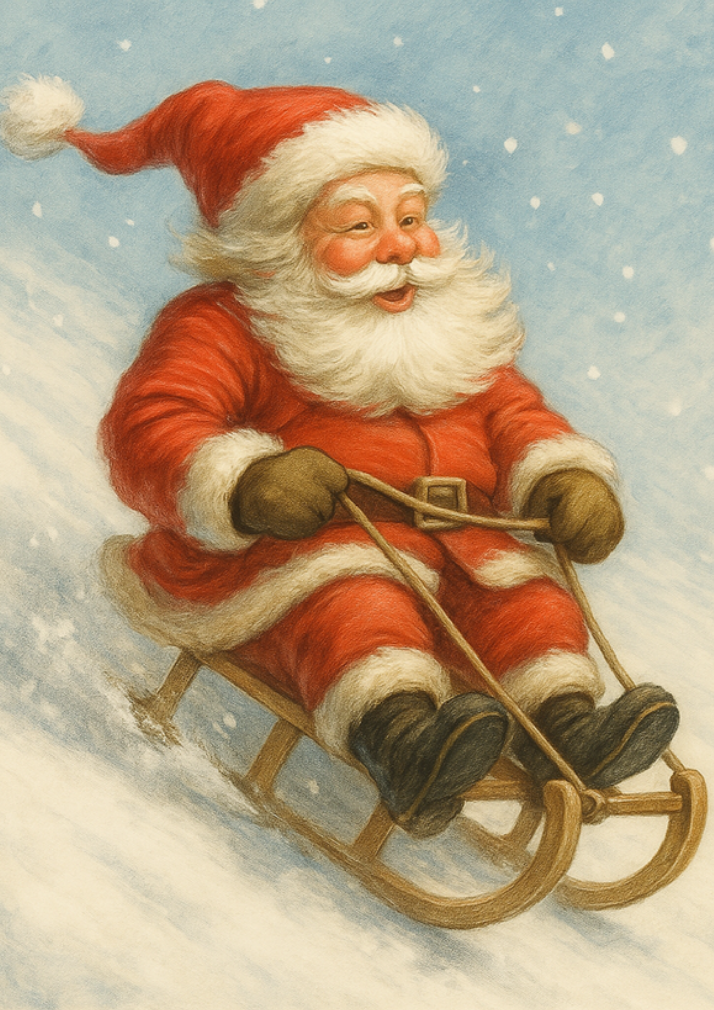 Sticker Sheet / Greeting Card – Santa Claus Sledding Full Cat. No. 5587