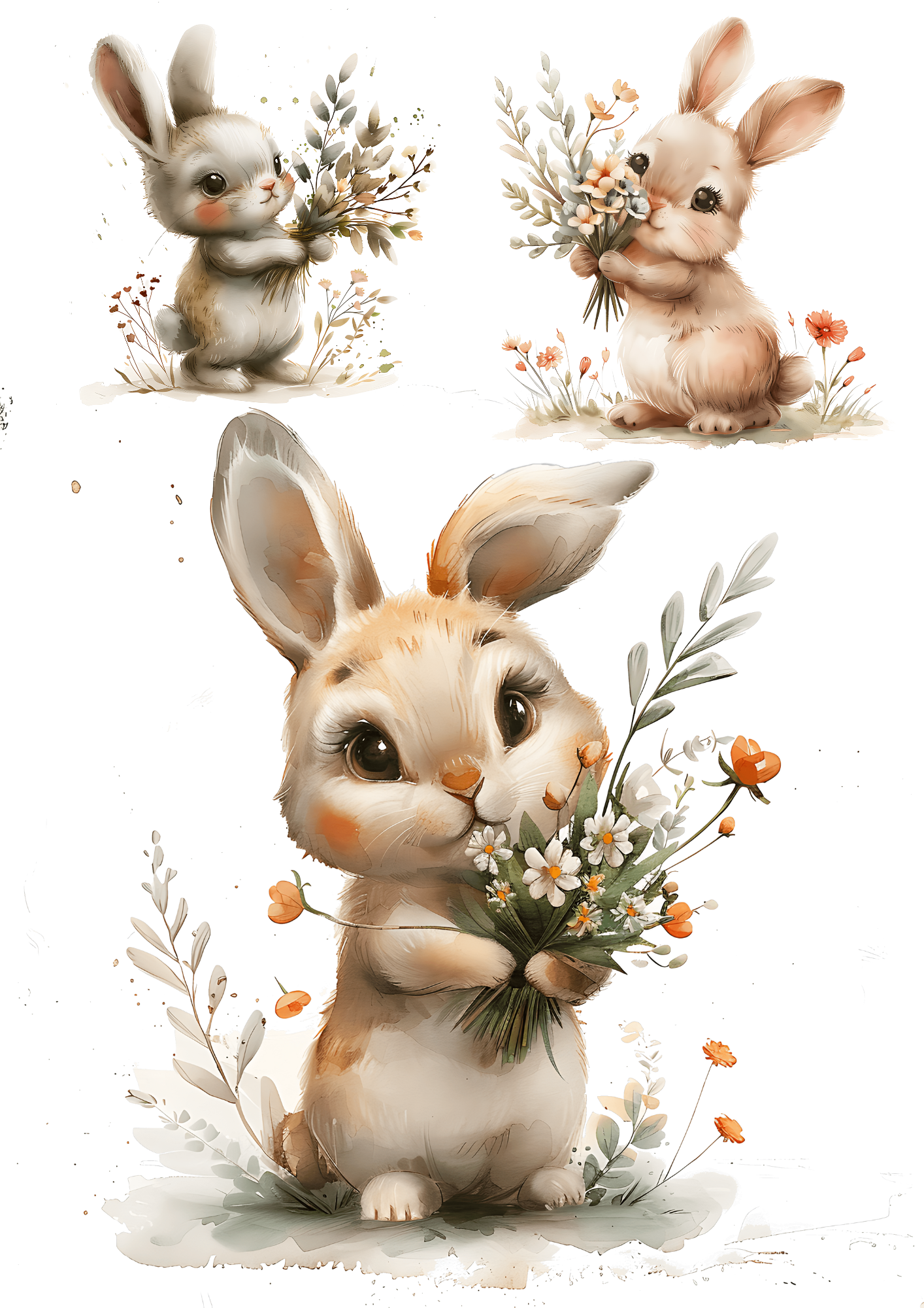 Sticker Sheet / Greeting Card – Easter Bunny Collage Cat. No. 5594