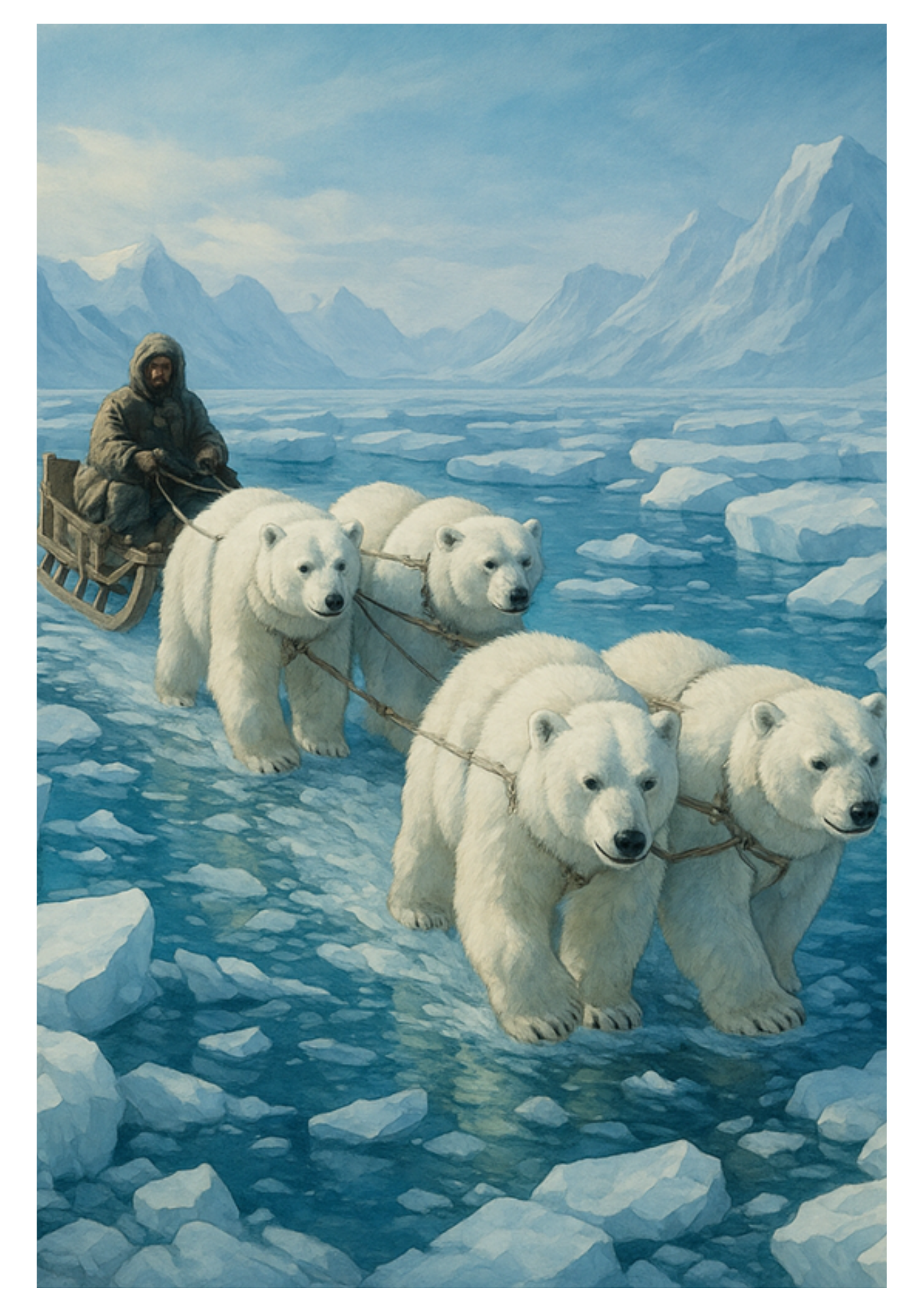 Sticker Sheet / Greeting Card – Polar Bear Sled Full Cat. No. 5618