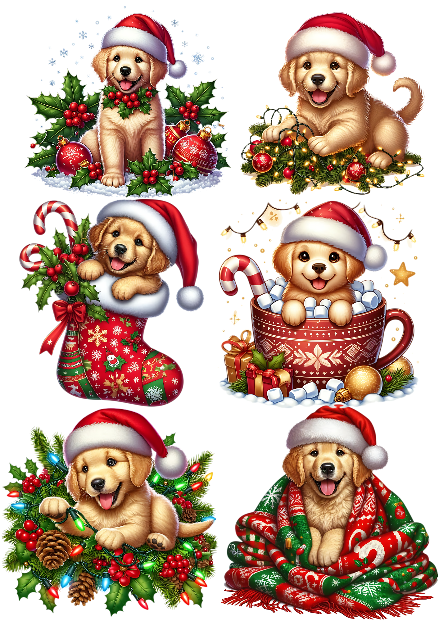Sticker Sheet / Greeting Card – Christmas Dog Collage Cat. No. 5631