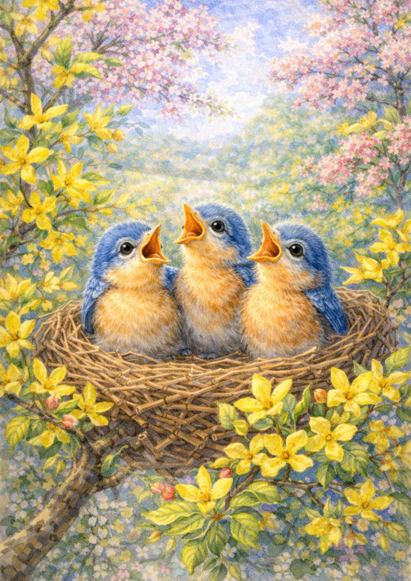 Sticker Sheet / Greeting Card – Chicks In A Nest Full Cat. No. 5702