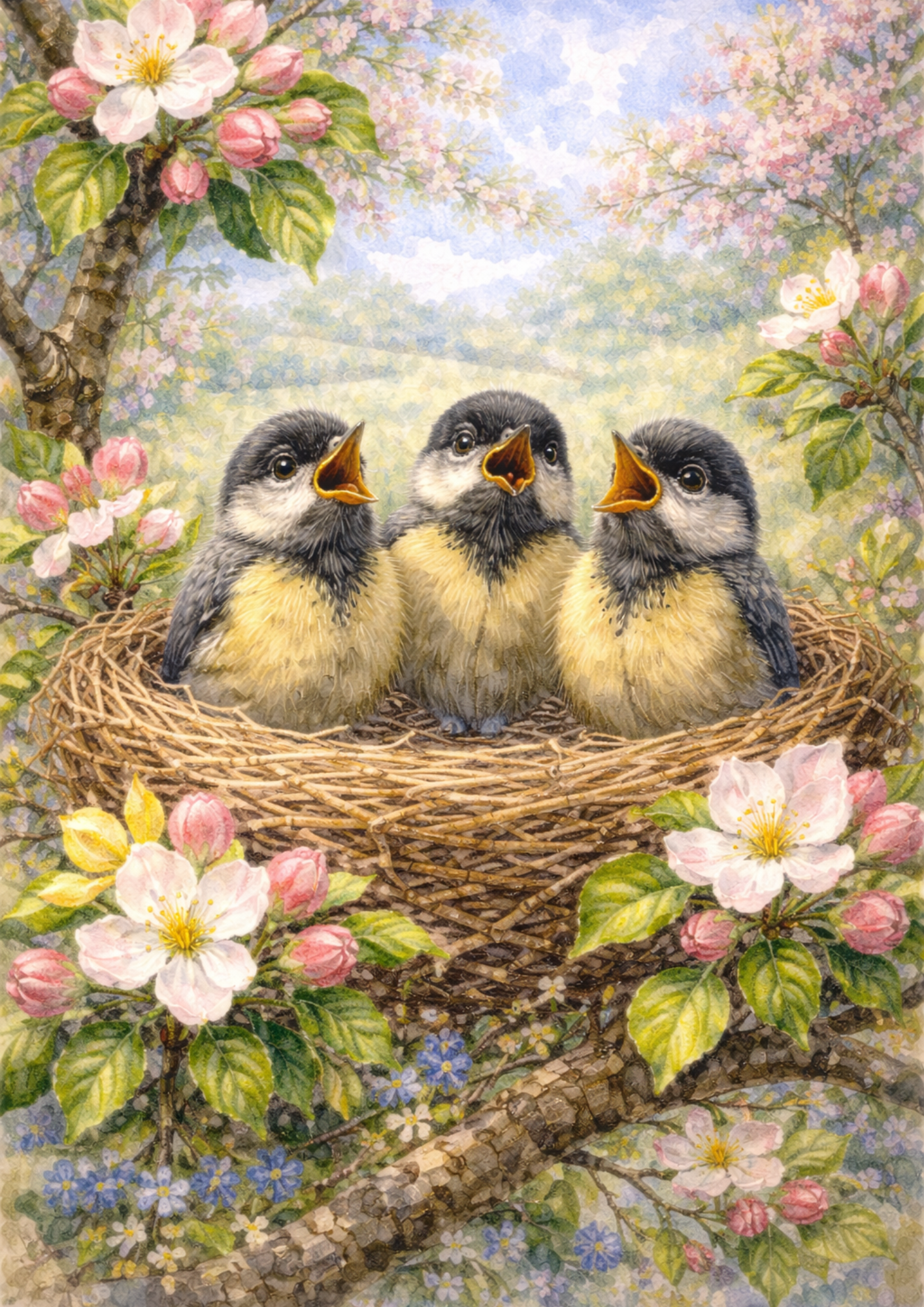 Sticker Sheet / Greeting Card – Chicks In A Nest Full Cat. No. 5703