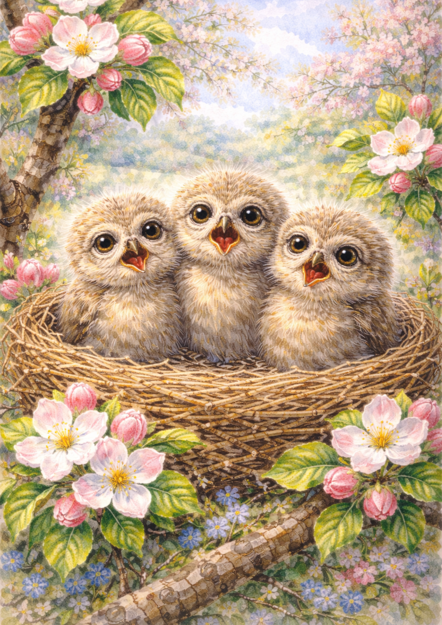 Sticker Sheet / Greeting Card – Chicks In A Nest Full Cat. No. 5704