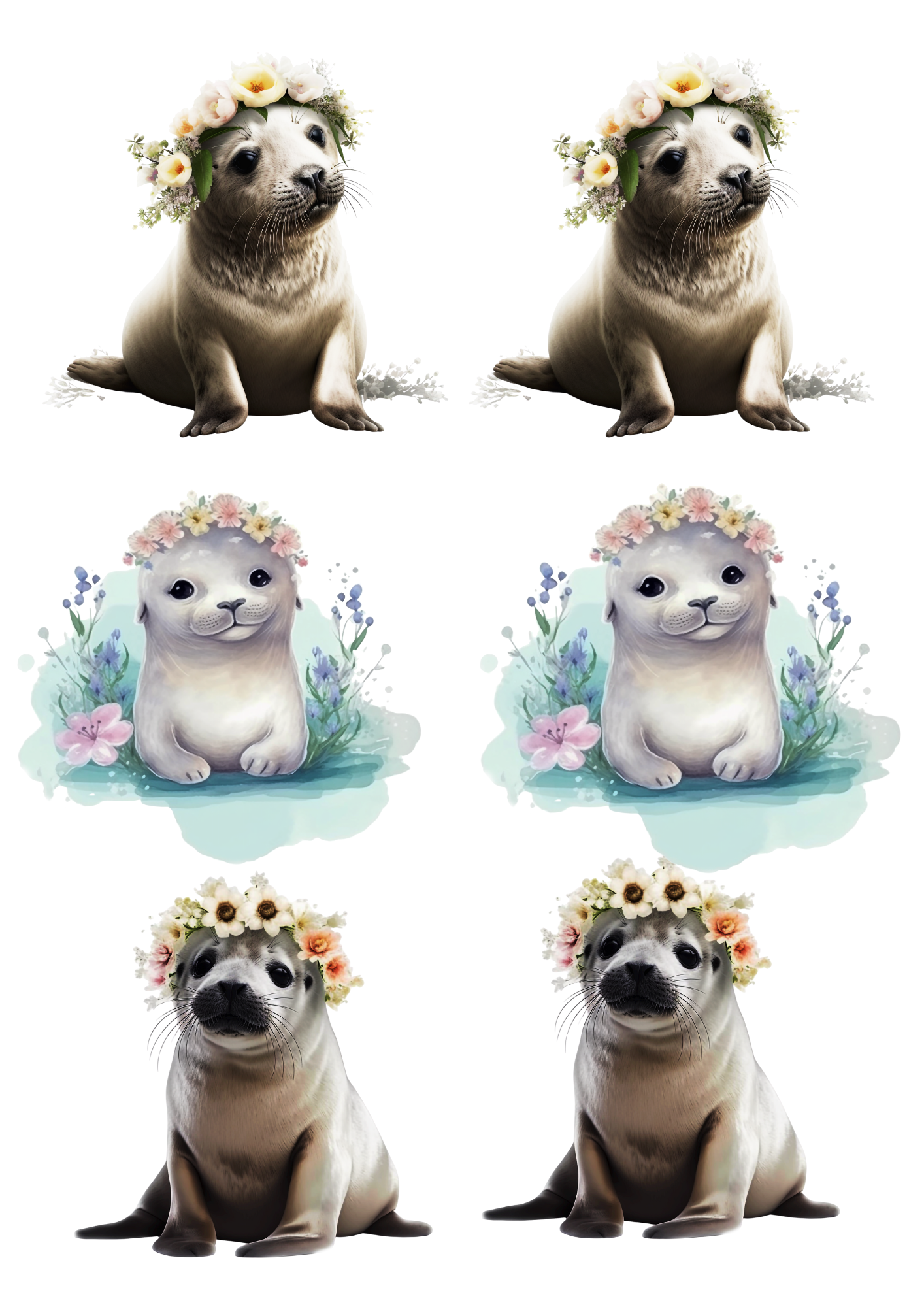 Sticker Sheet / Greeting Card – Seal In Wreath Collage Cat. No. 5751