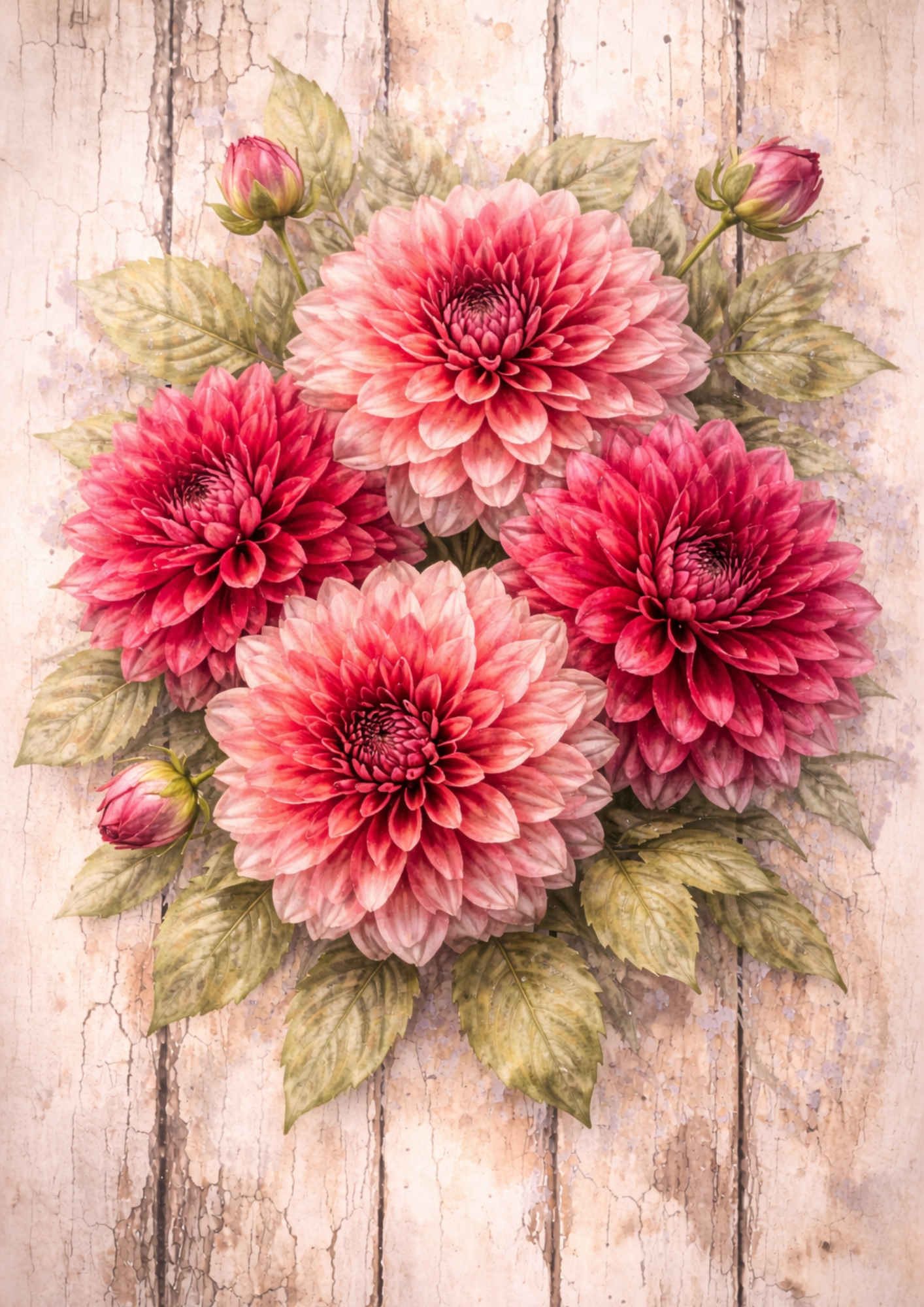 Sticker Sheet / Greeting Card – Red Dahlias Full Cat. No. 5757