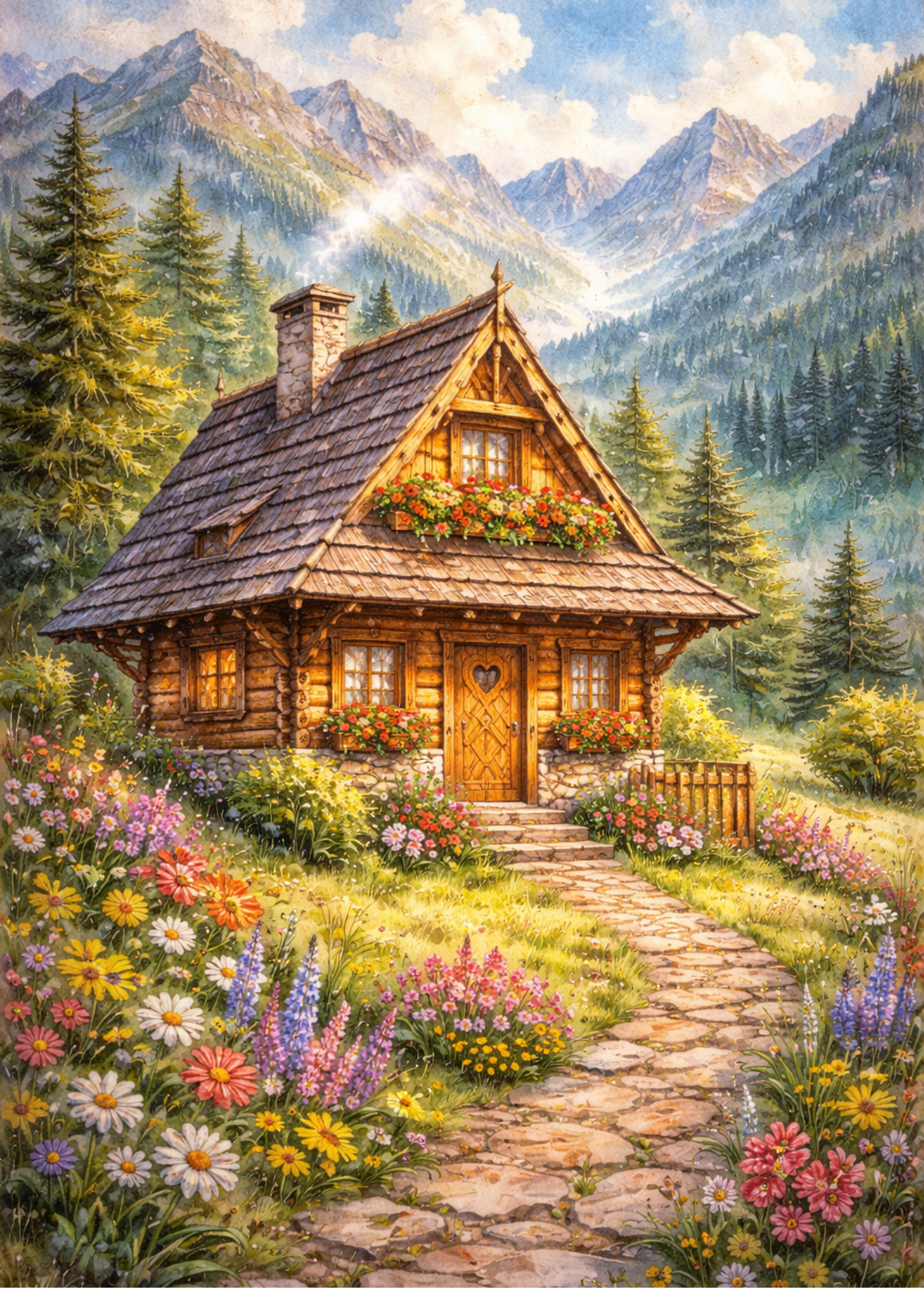 Sticker Sheet / Greeting Card – Cottage in the Mountains Full Cat. No. 5786