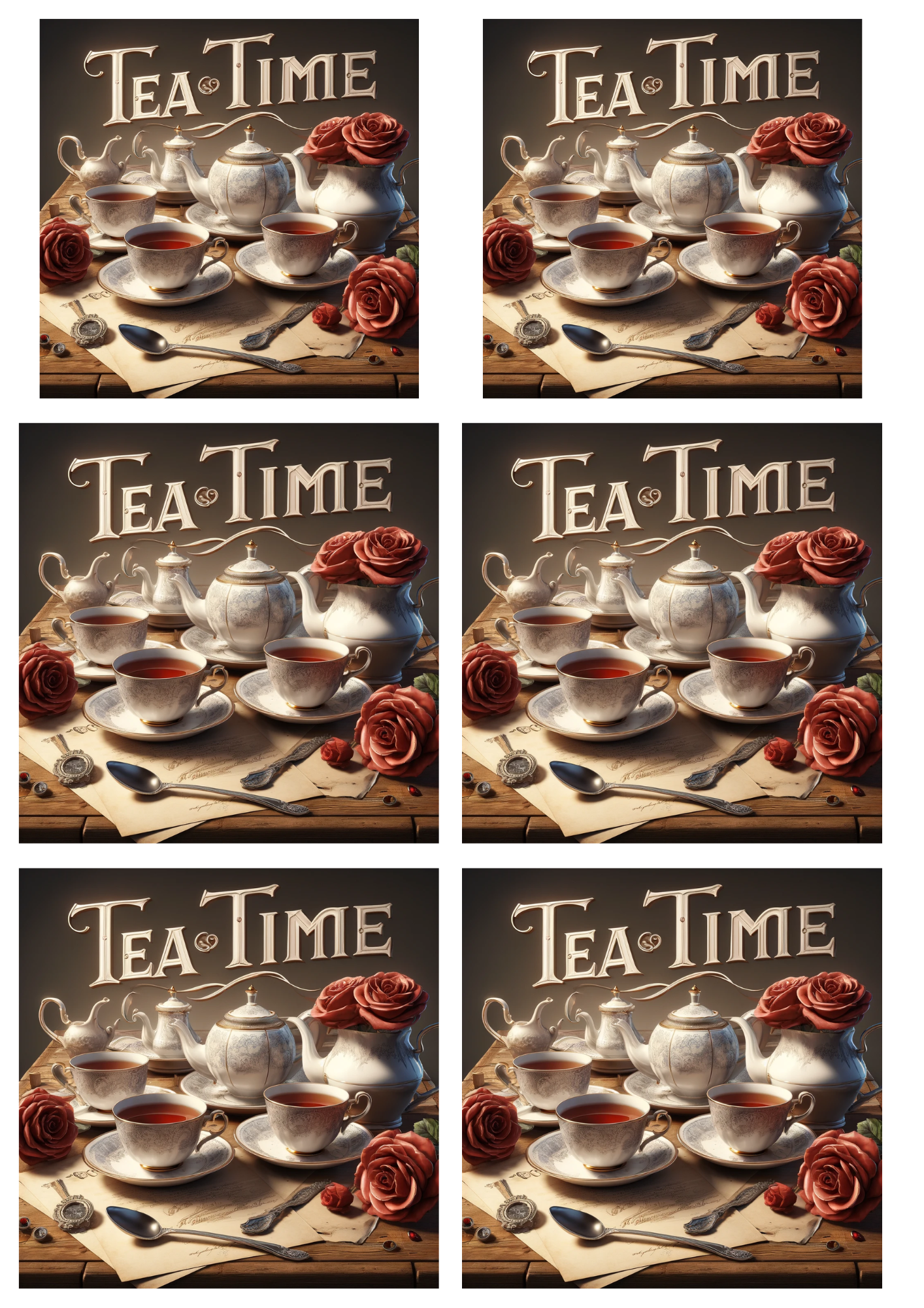 Sticker Sheet / Greeting Card – Tea Time Collage Cat. No. 5795
