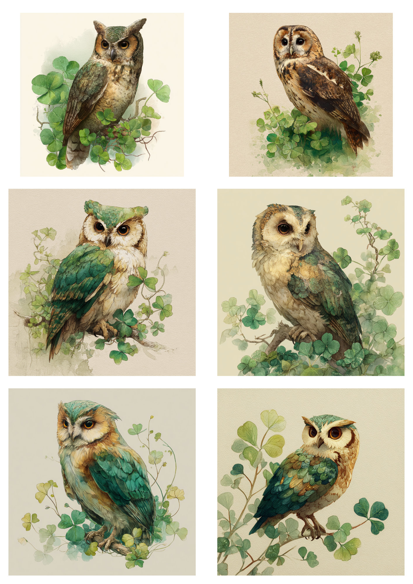 Sticker Sheet / Greeting Card – Owl Collage Cat. No. 8321