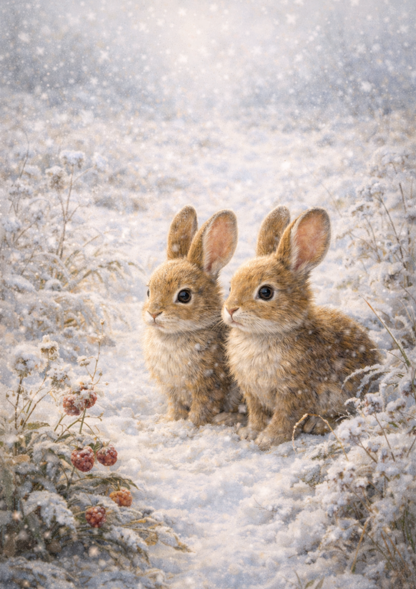 Sticker Sheet / Greeting Card – A Pair of Rabbits in the Forest Full Cat. No. 8386