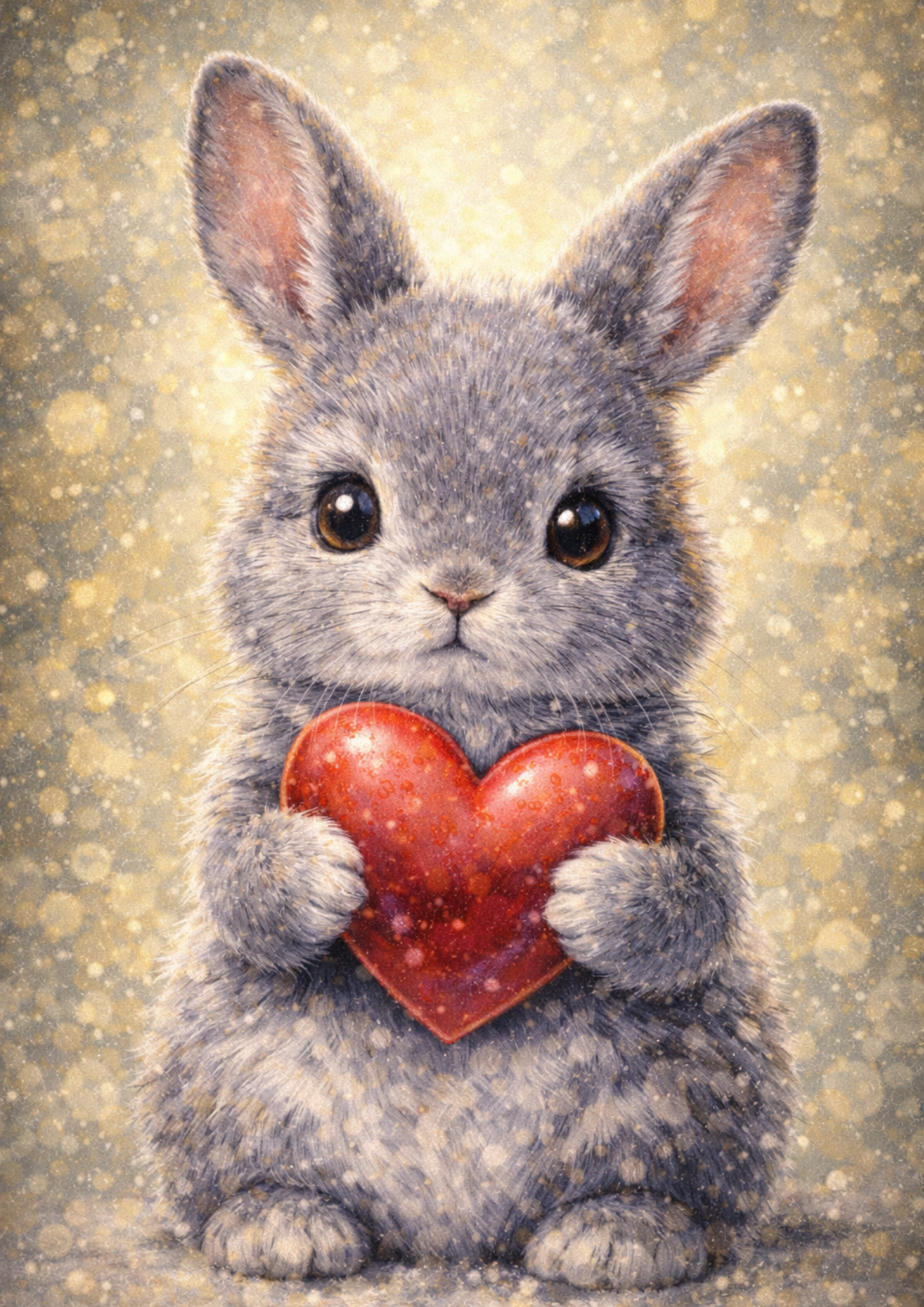 Sticker Sheet / Greeting Card – Bunny Holding a Heart Full Cat. No. 8396