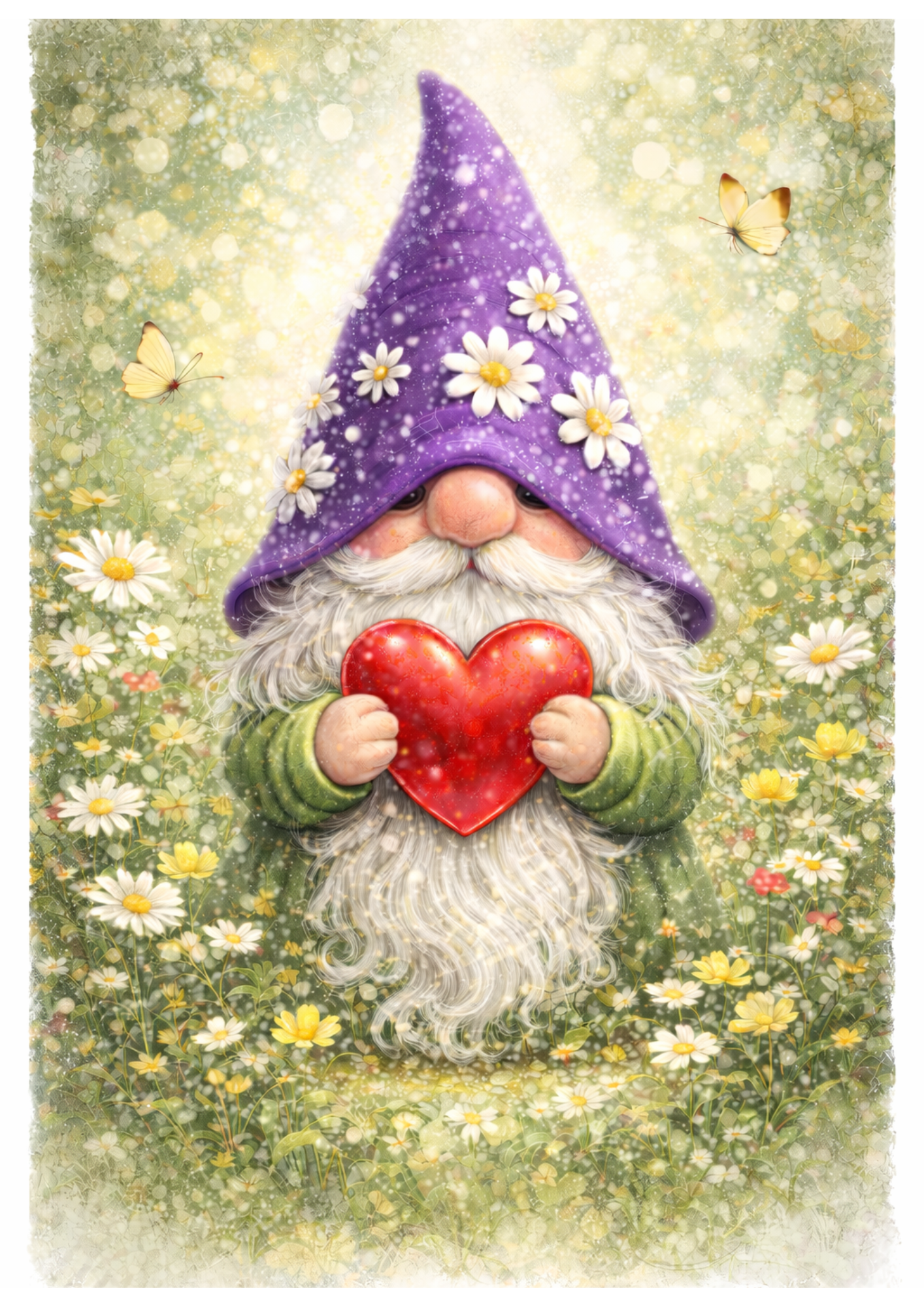 Sticker Sheet / Greeting Card – Leprechaun Holding a Heart Full Cat. No. 8405
