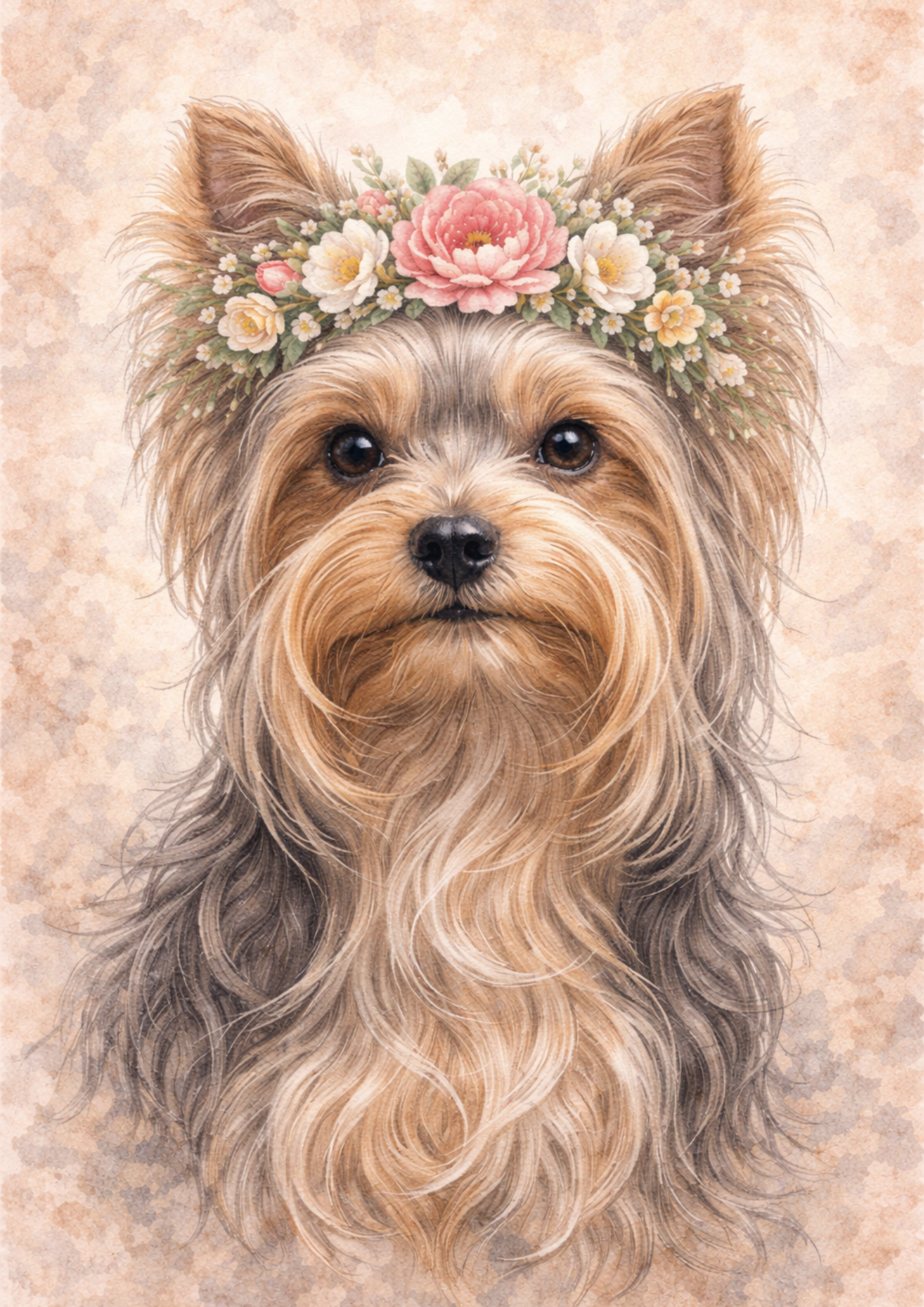 Sticker Sheet / Greeting Card – Yorkshire Terrier In A Wreath Full Cat. No. 8423