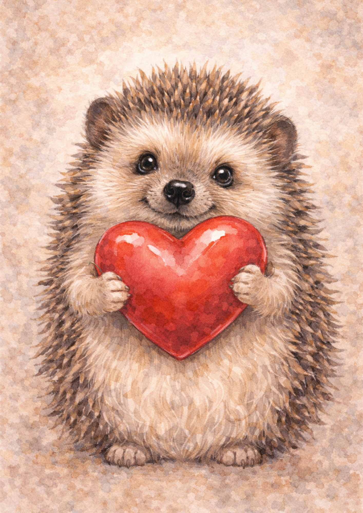 Sticker Sheet / Greeting Card – Hedgehog Holding a Heart Full Cat. No. 8424