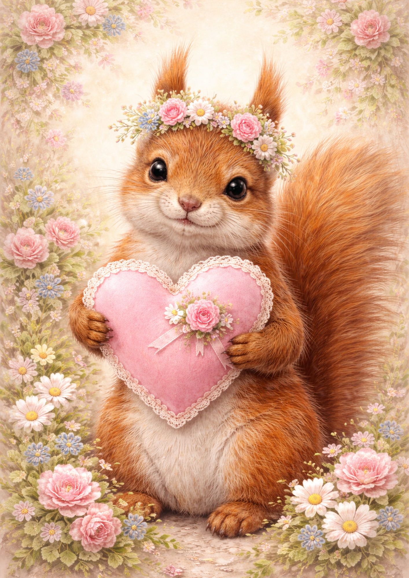 Sticker Sheet / Greeting Card – Squirrel Holding a Heart Full Cat. No. 8428