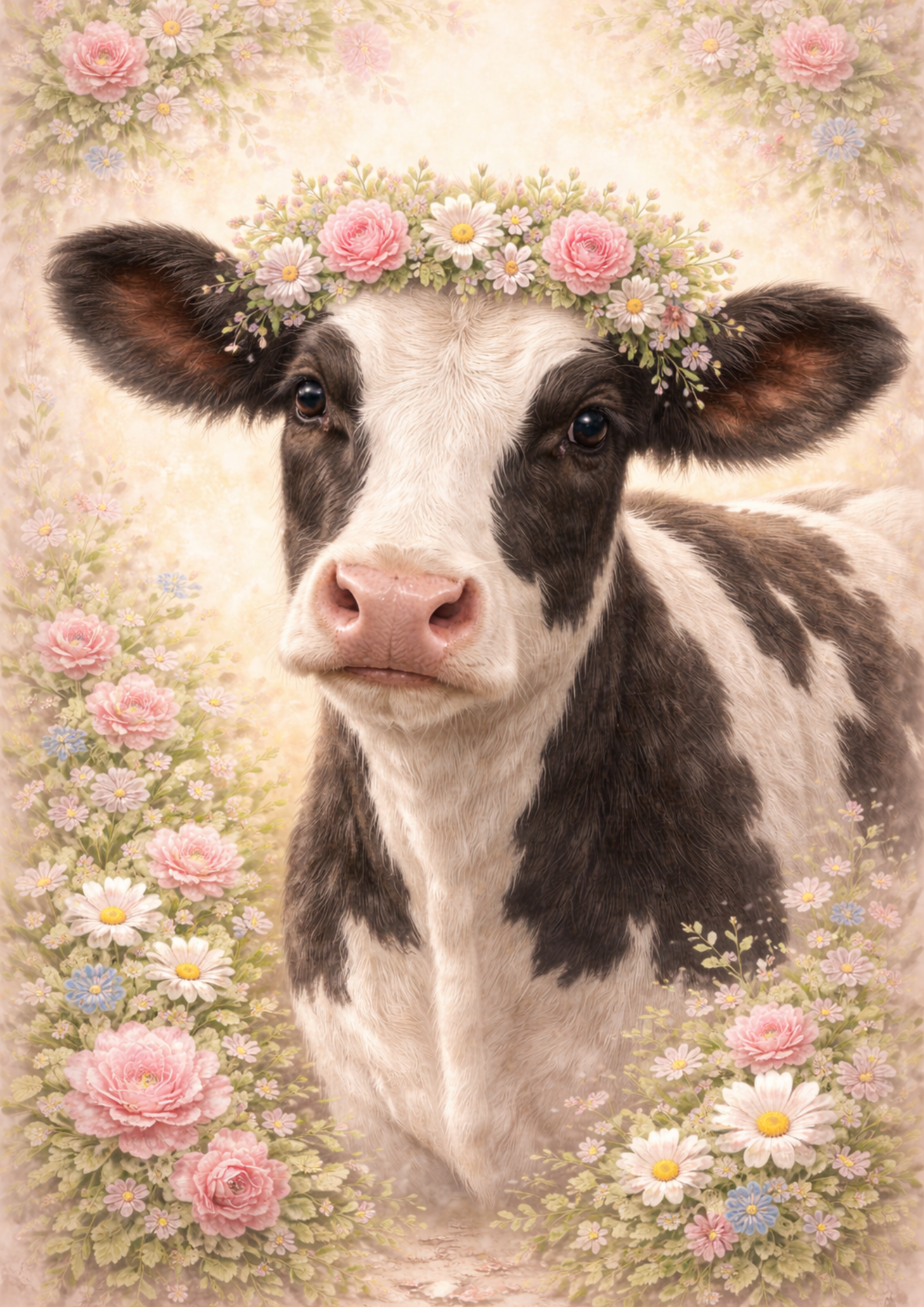Sticker Sheet / Greeting Card – Cow In A Wreath Full Cat. No. 8430