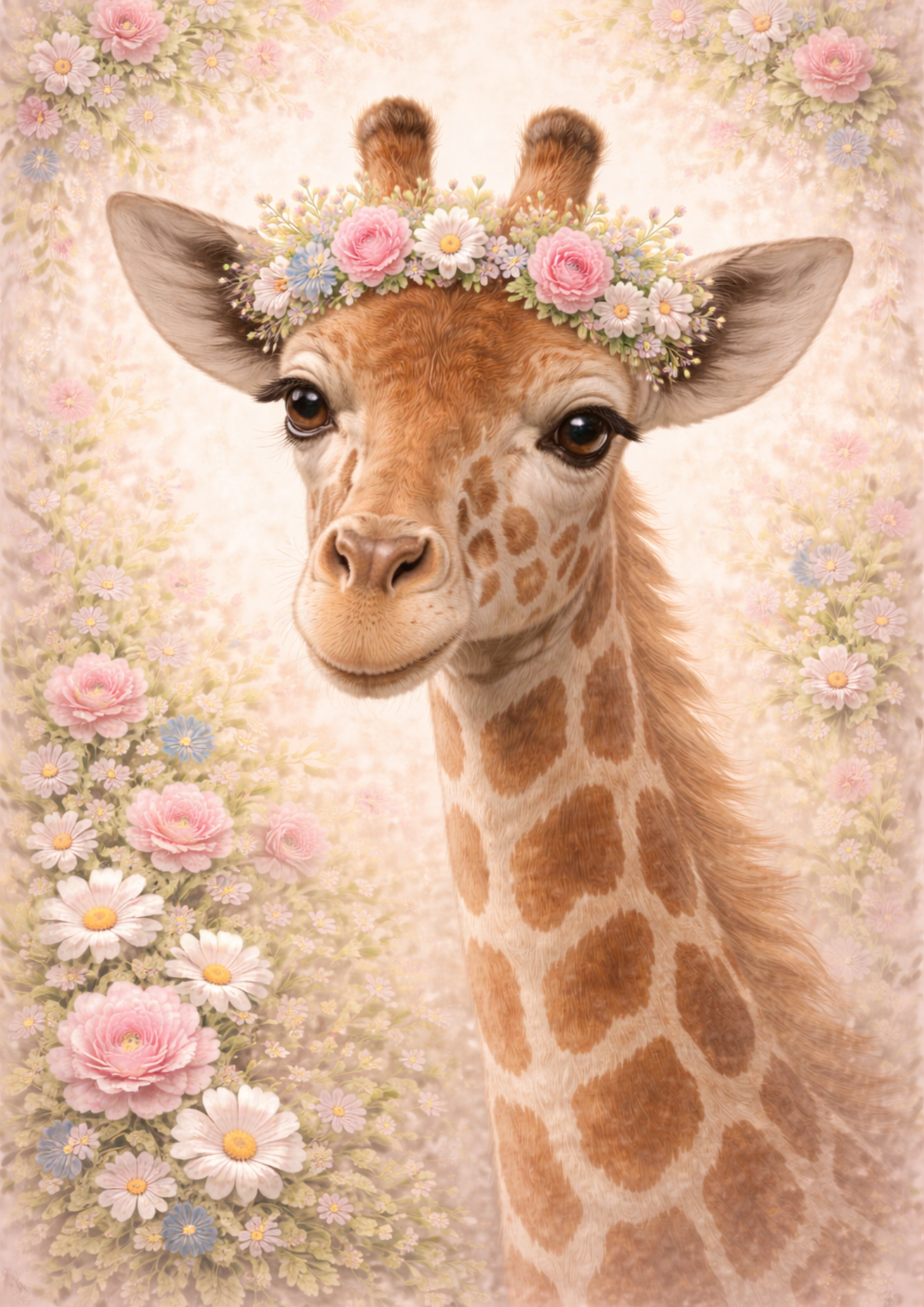 Sticker Sheet / Greeting Card – Giraffe in a Wreath Full Cat. No. 8432