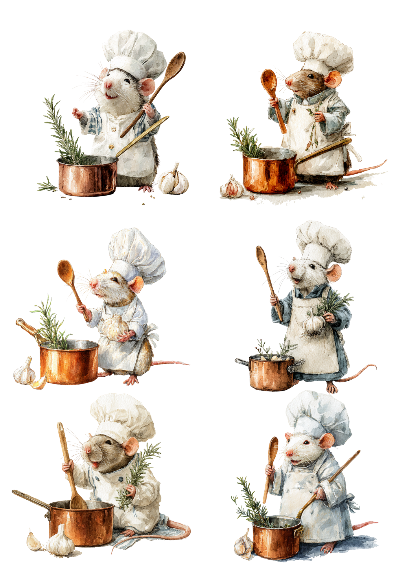 Sticker Sheet / Greeting Card – Mouse Chef Collage Cat. No. 8441