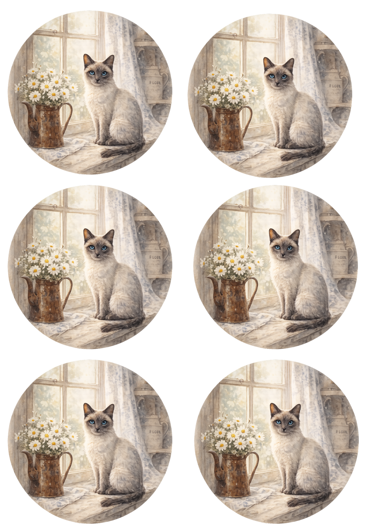 Sticker Sheet / Greeting Card – Cat On The Windowsill Collage Cat. No. 8449
