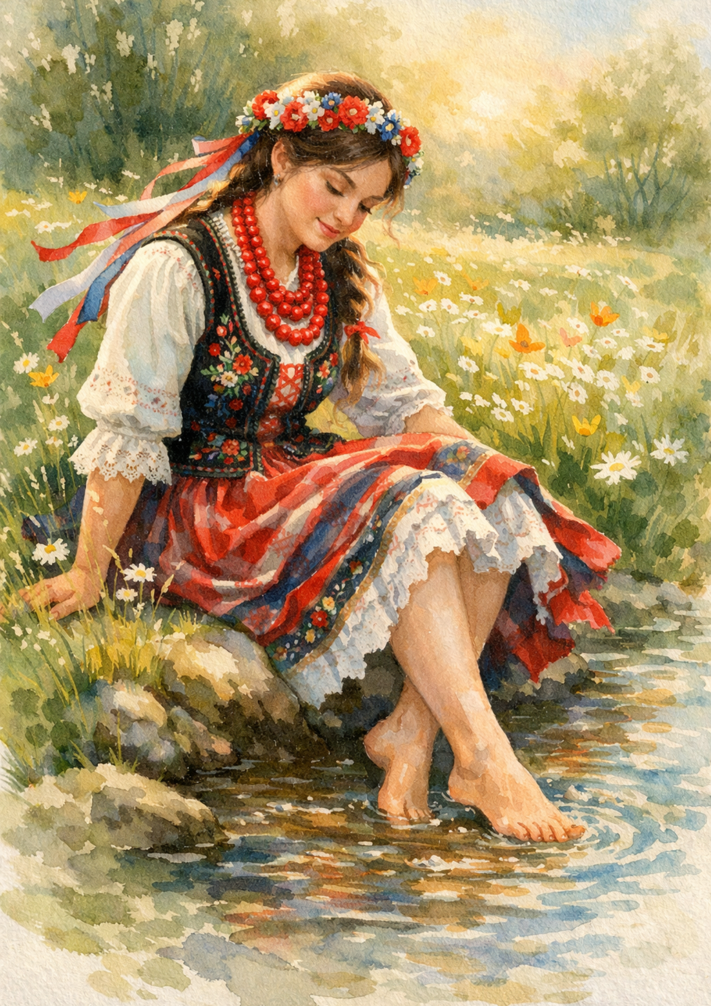 Sticker Sheet / Greeting Card – Woman In Traditional Costume From Krakow Full Cat. No. 8581