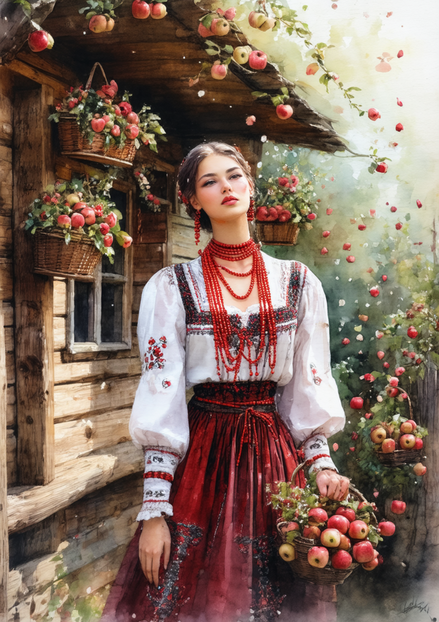 Sticker Sheet / Greeting Card – Woman In Traditional Costume From Krakow Full Cat. No. 8594