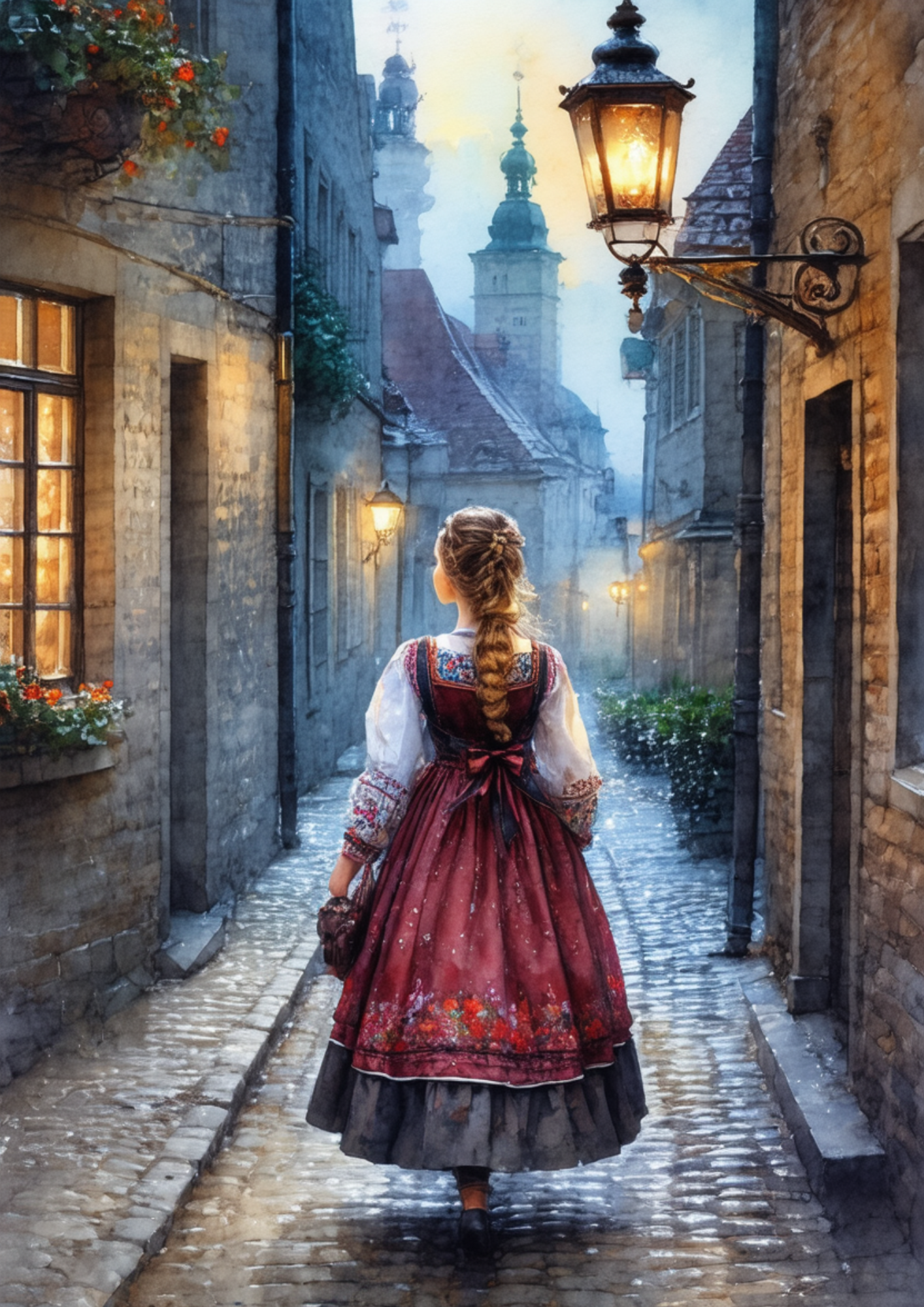 Sticker Sheet / Greeting Card – Woman In Traditional Costume From Krakow Full Cat. No. 8596