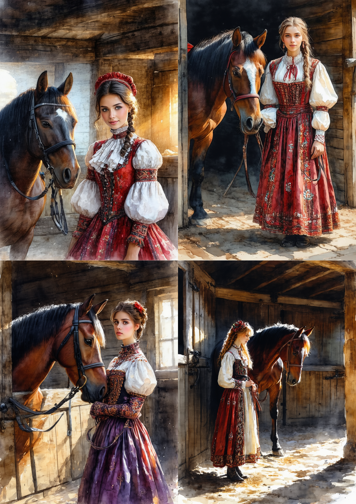 Sticker Sheet / Greeting Card – Woman In Traditional Costume From Krakow Collage Cat. No. 8601
